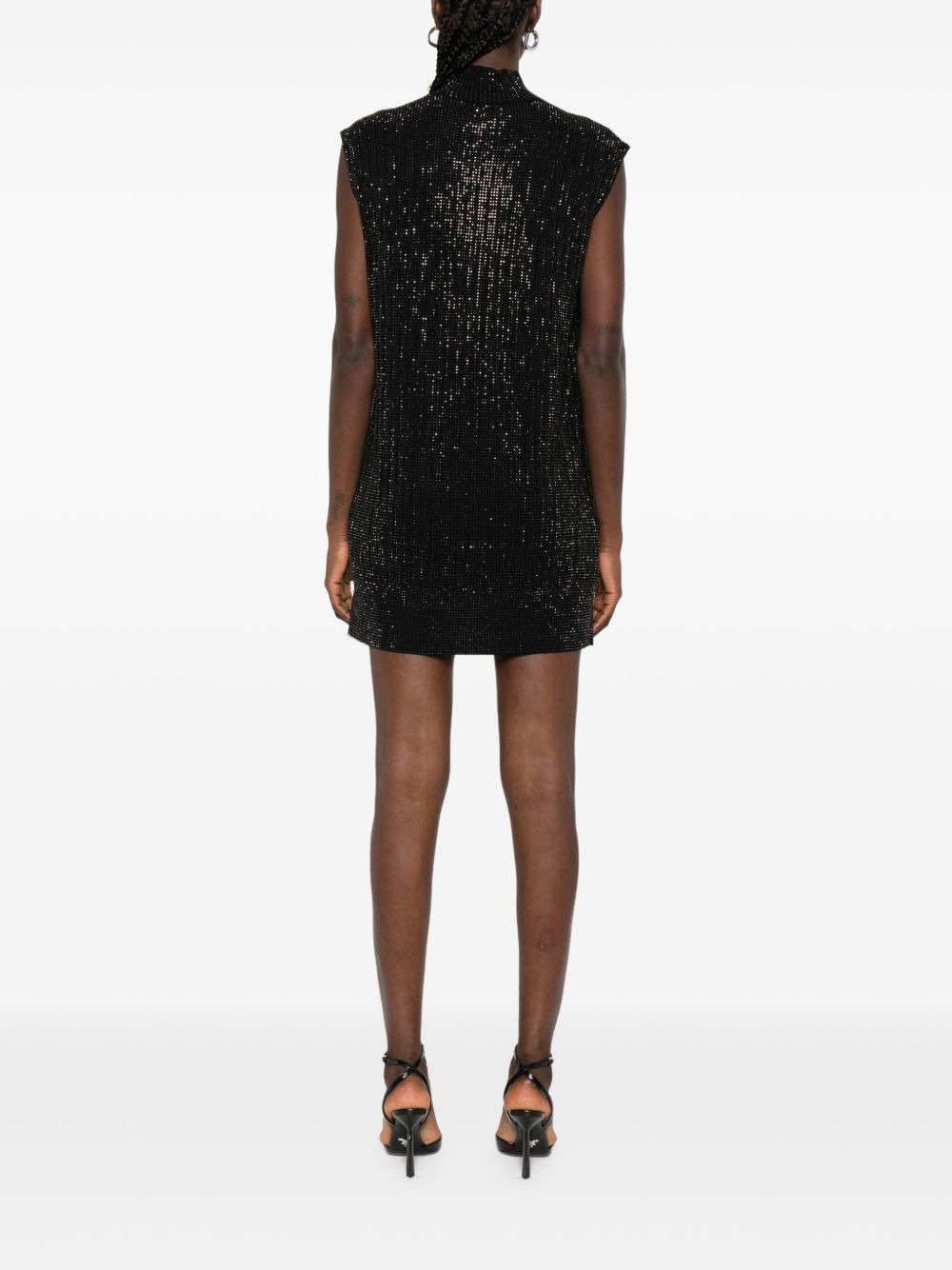 sequin high-neck sleeveless dress - 4
