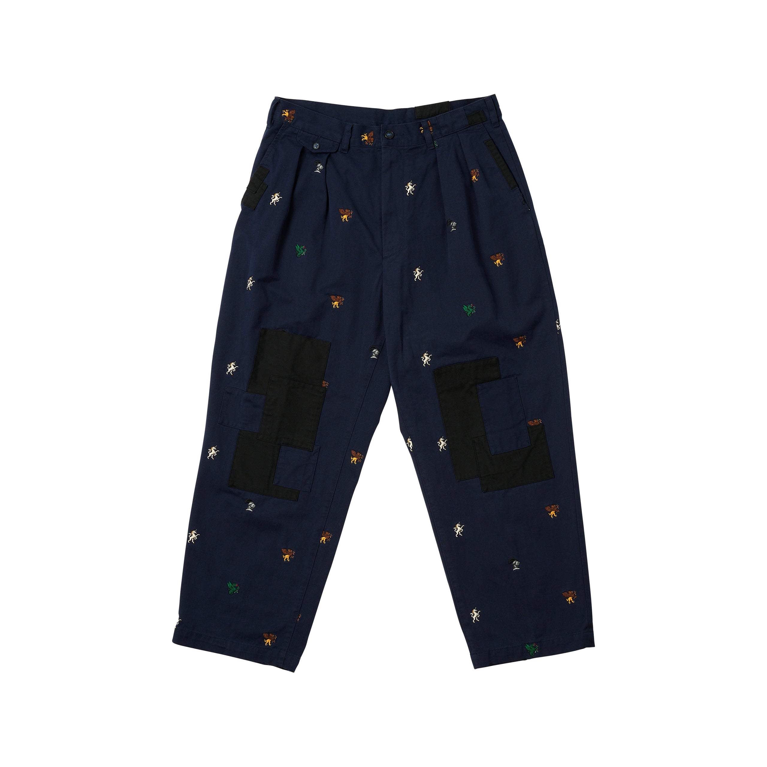 PALACE BEAMS PLUS PLEATED TROUSERS TWILL NAVY - 1
