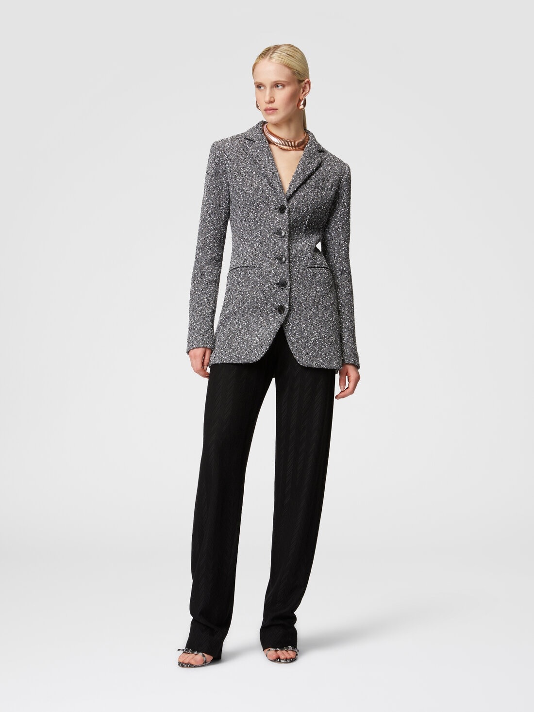 Long blazer in a mélange cotton blend - 2