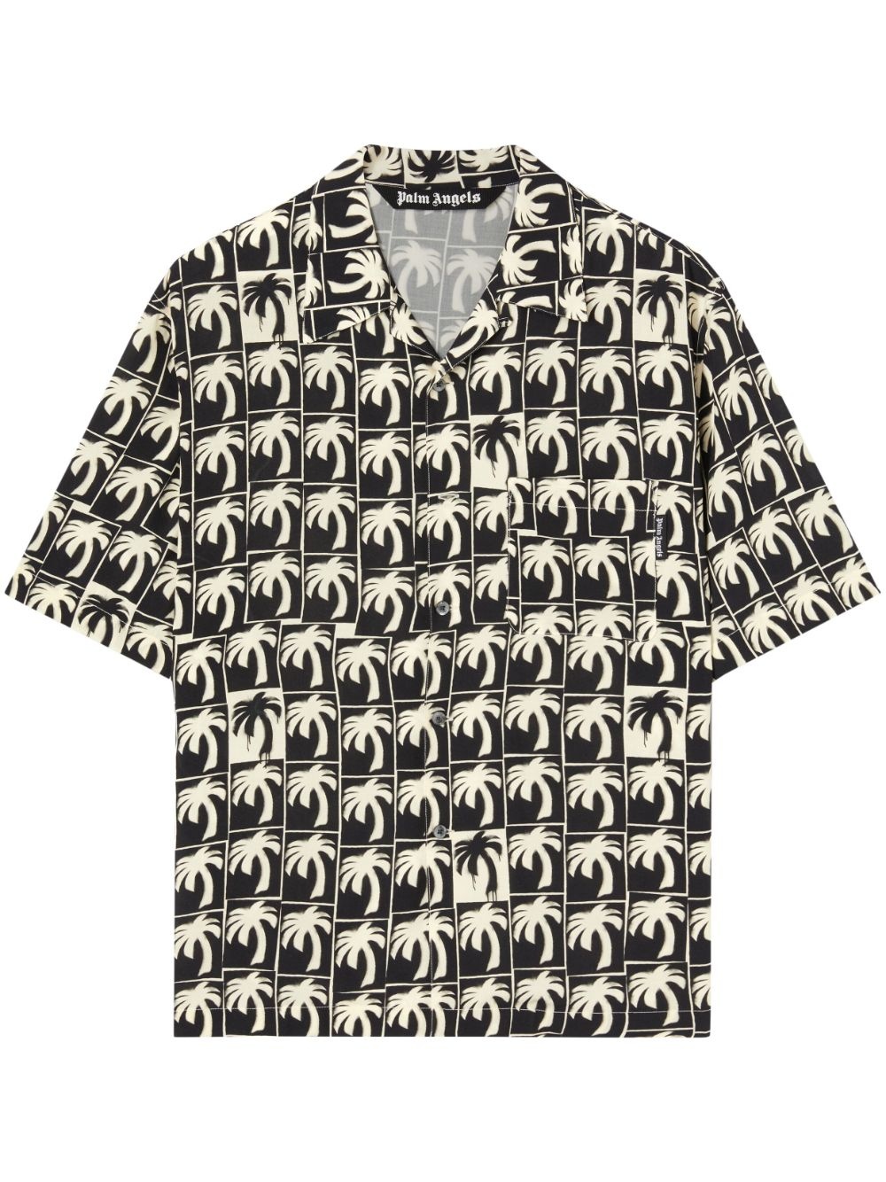 palm-tree print bowling shirt - 1