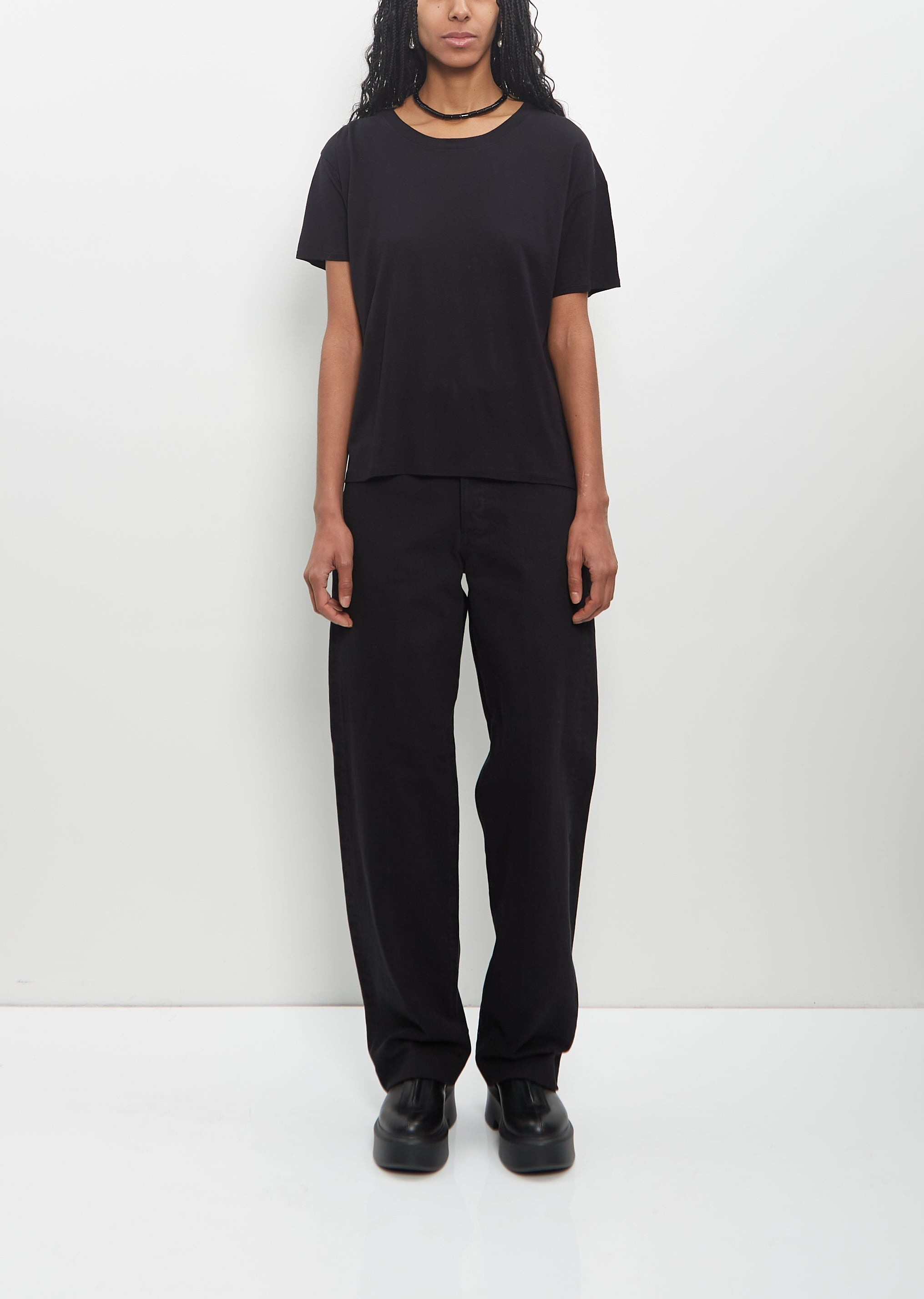 Wool Viscose Ezra Short Sleeved T-Shirt — Black - 4