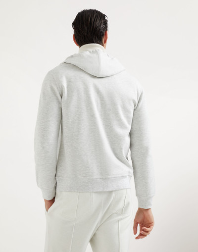 Brunello Cucinelli Cotton, cashmere and silk French terry double cloth hooded sweatshirt with zipper outlook