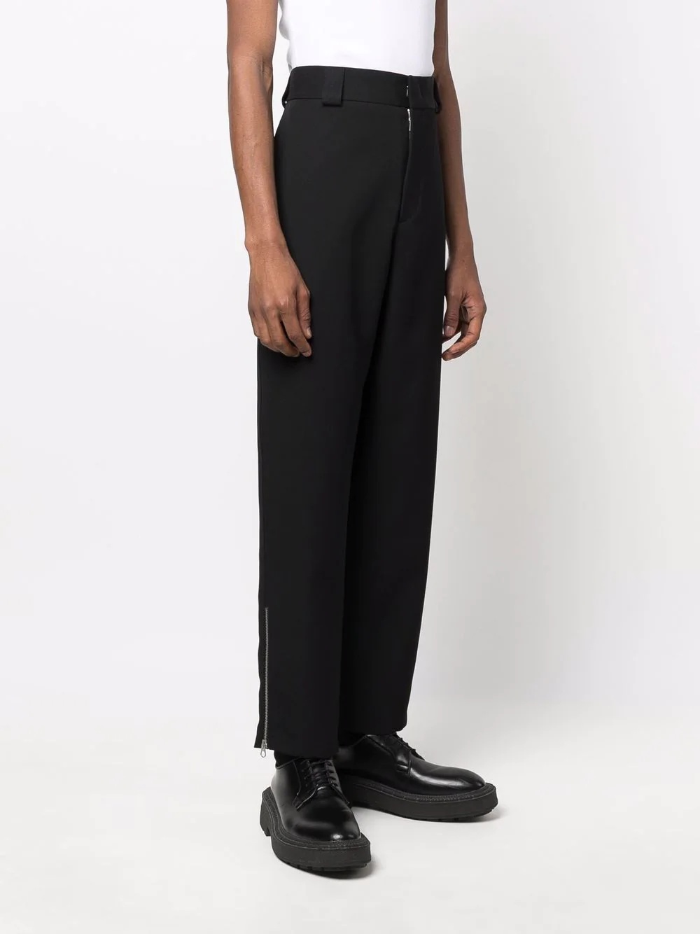 ankle-zip straight-leg tailored trousers - 3