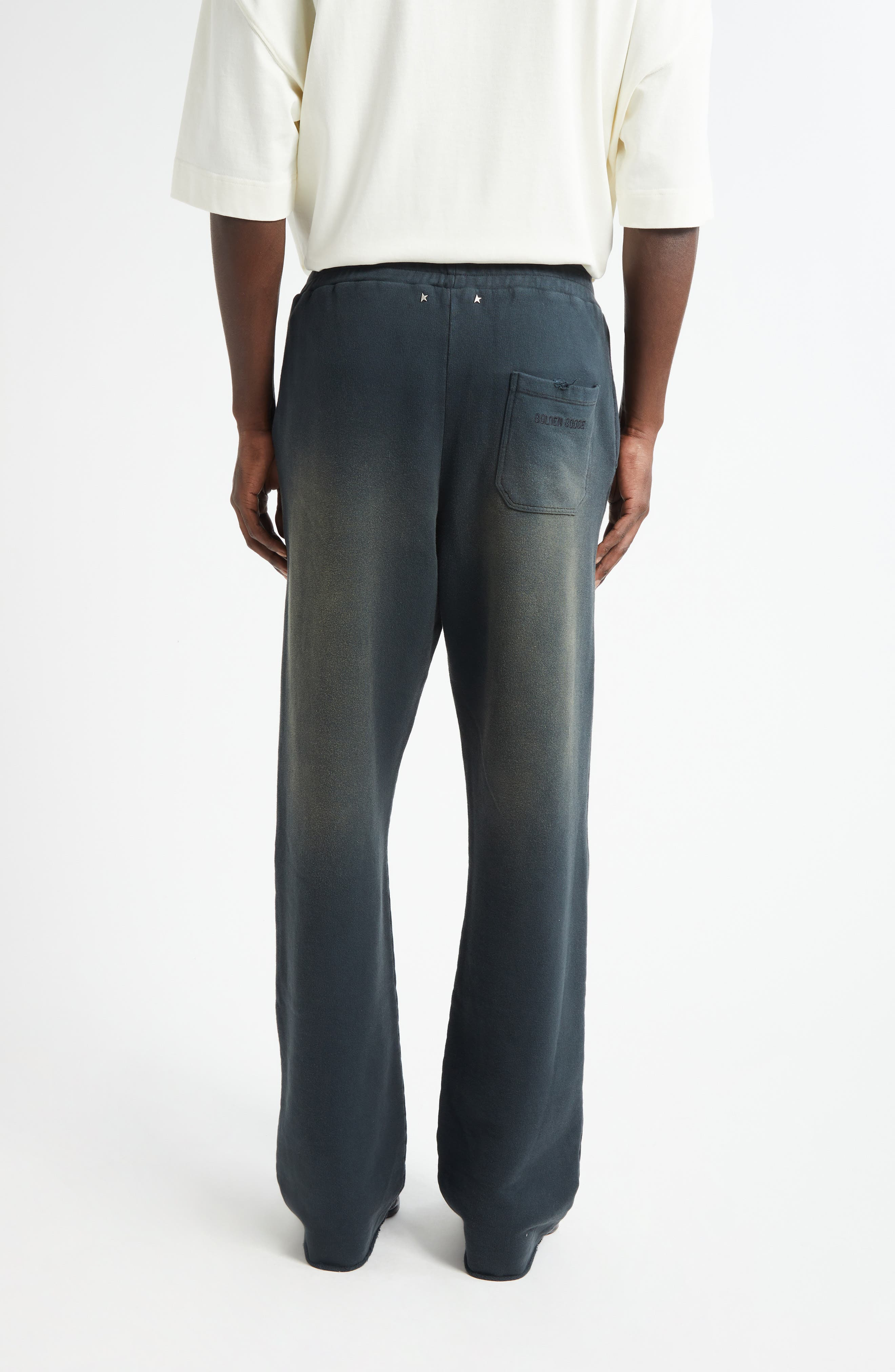 Golden Goose Gender Inclusive Journey Wide Leg Sweatpants in Bleached Washed Black at Nordstrom - 3