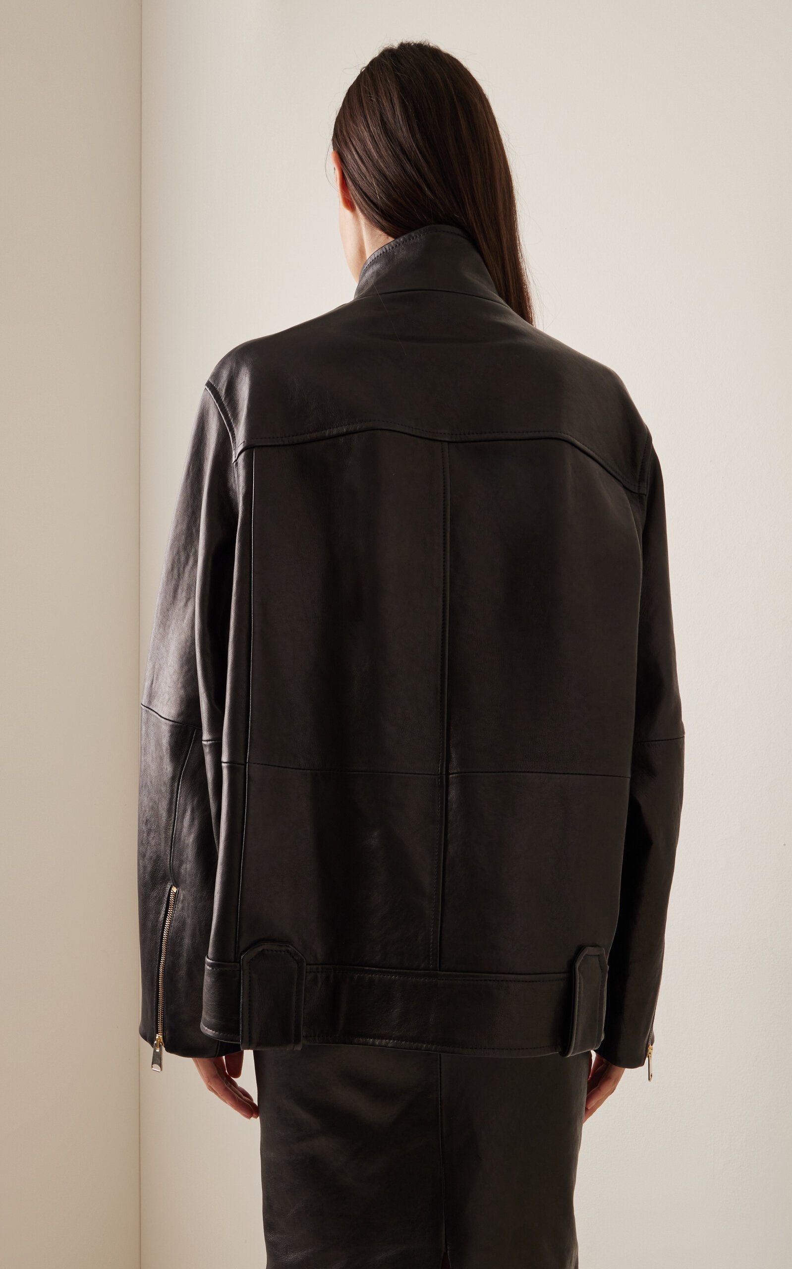 Shallin Oversized Leather Jacket black - 4