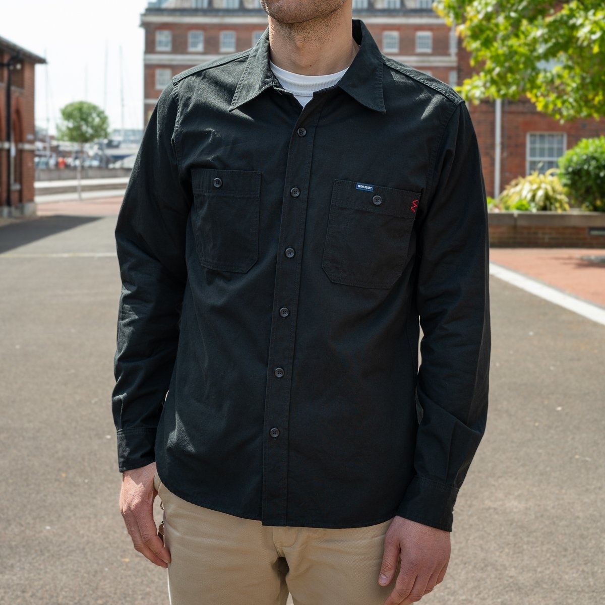 IHSH-395-BLK 7oz Fatigue Cloth Work Shirt - Black - 4