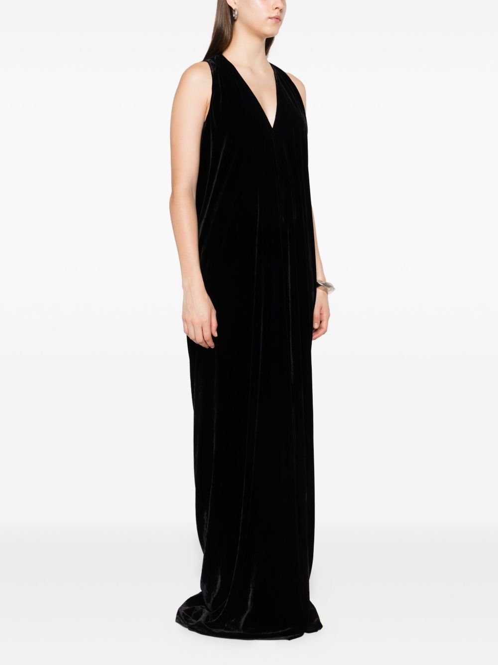 V-neck velvet maxi dress - 3
