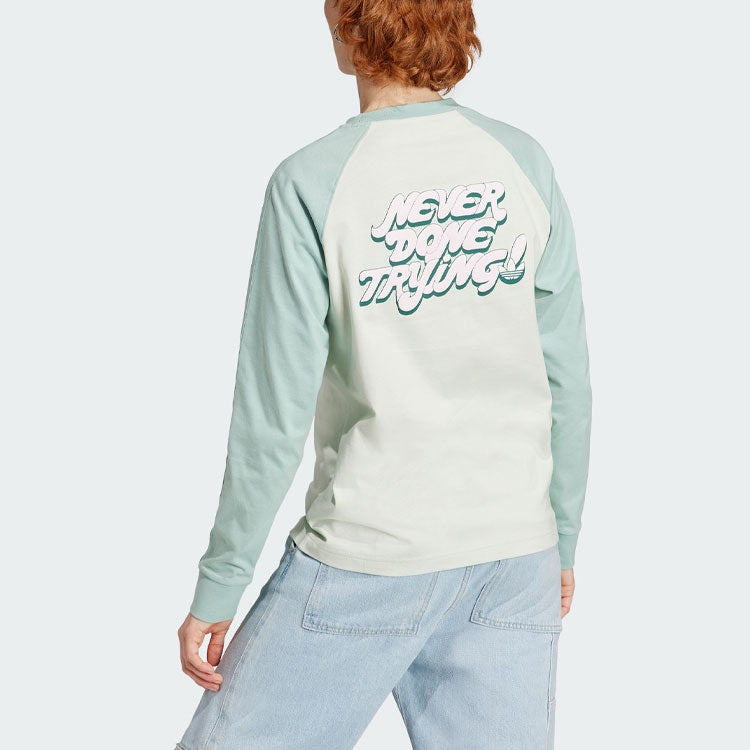 (WMNS) adidas originals Long Sleeve T-Shirt 'White Green' IN4136 - 3