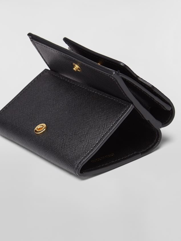 BLACK SAFFIANO CALFSKIN TRI-FOLD WALLET - 5