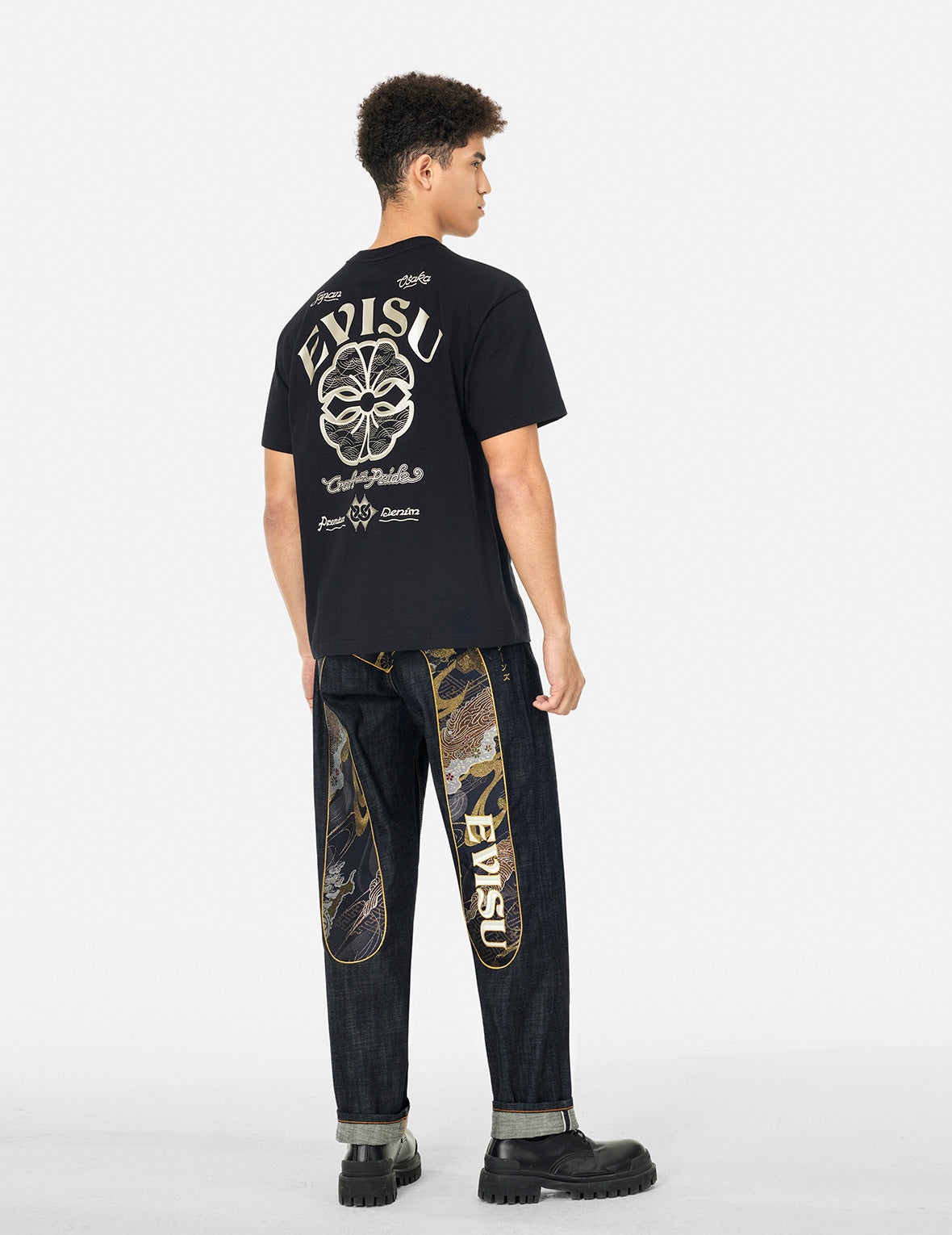 Brocade Daicock Appliqué Relax Straight Fit Jeans #2030 - 3