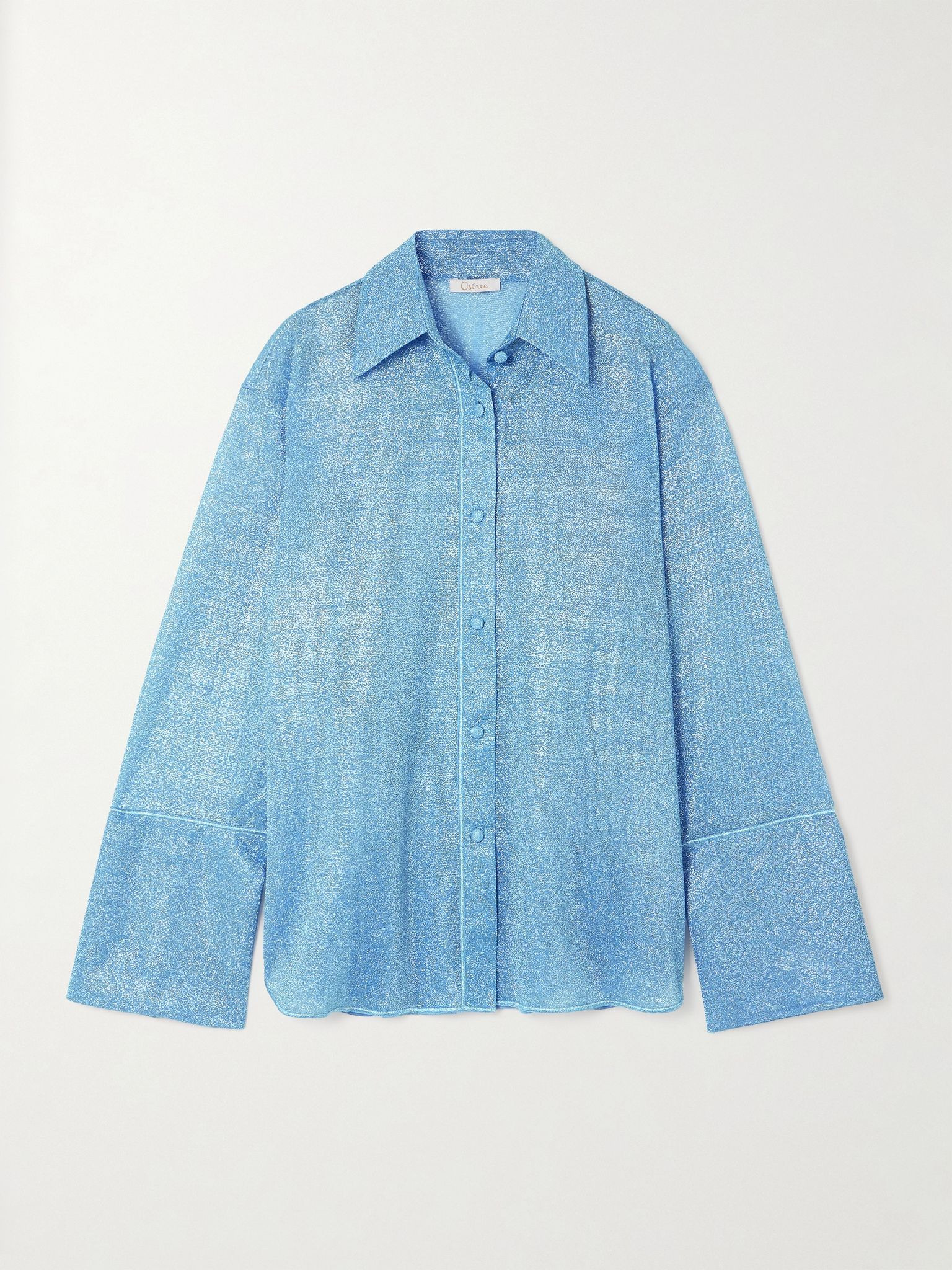 Lumière metallic stretch-knit shirt Light blue - 1