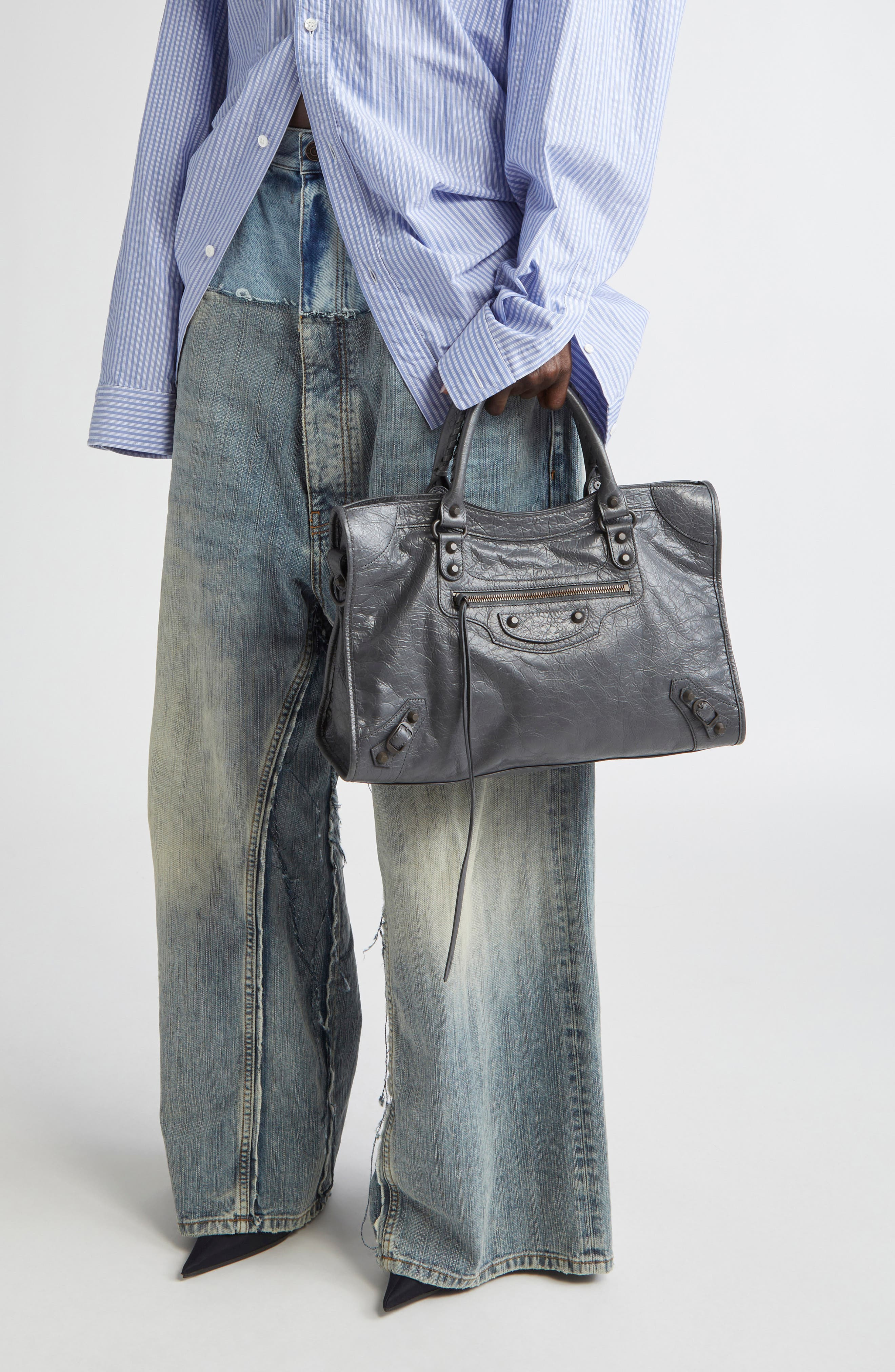 Balenciaga Medium Le City Leather Satchel in 1251 Volcanic Rock at Nordstrom - 2