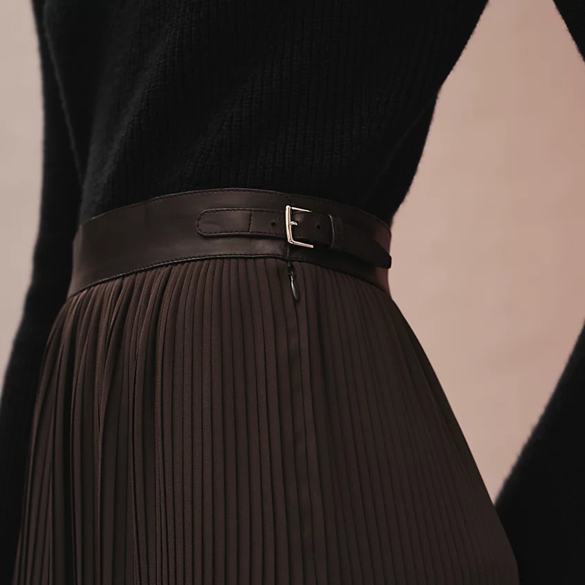 Mid-length pleated skirt - 5