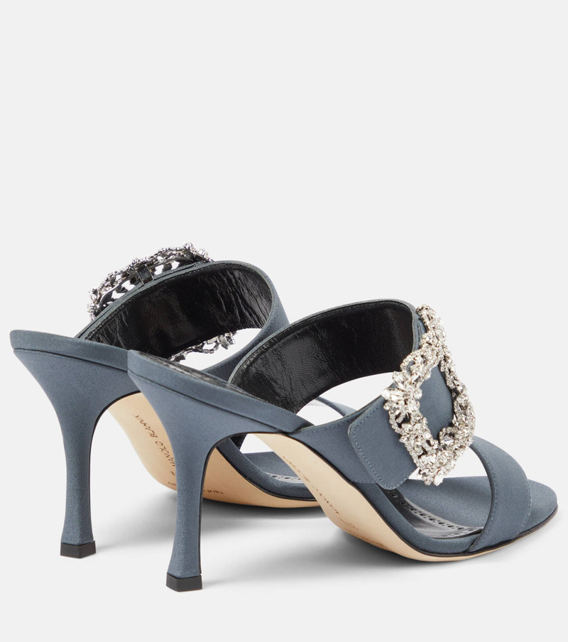 Manolo Blahnik Gable Jewel embellished Crêpe de Chine sandals outlook