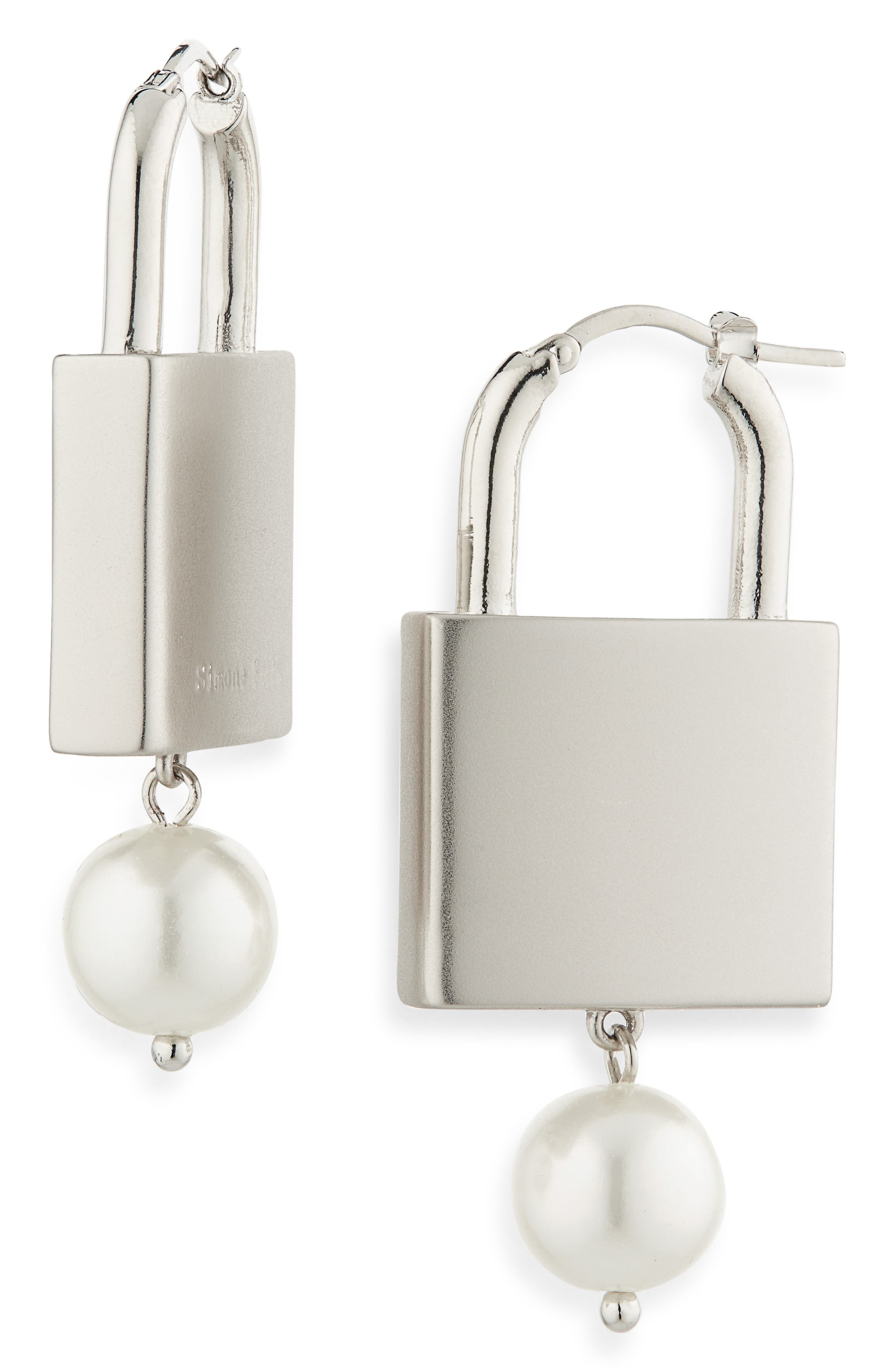Simone Rocha Faux Pearl Padlock Earrings at Nordstrom - 1