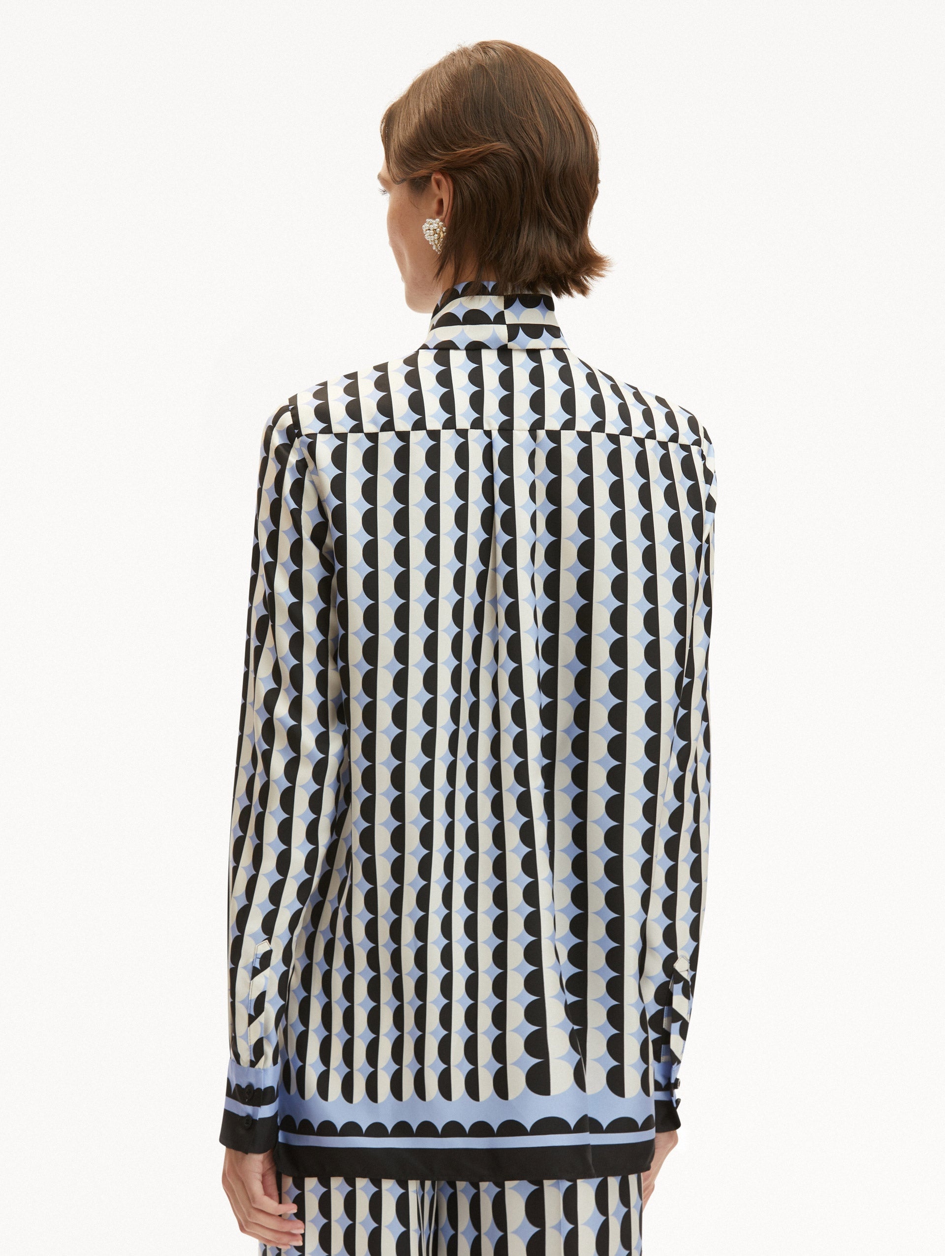 GEOMETRIC CIRCLE SILK TWILL BLOUSE - 4