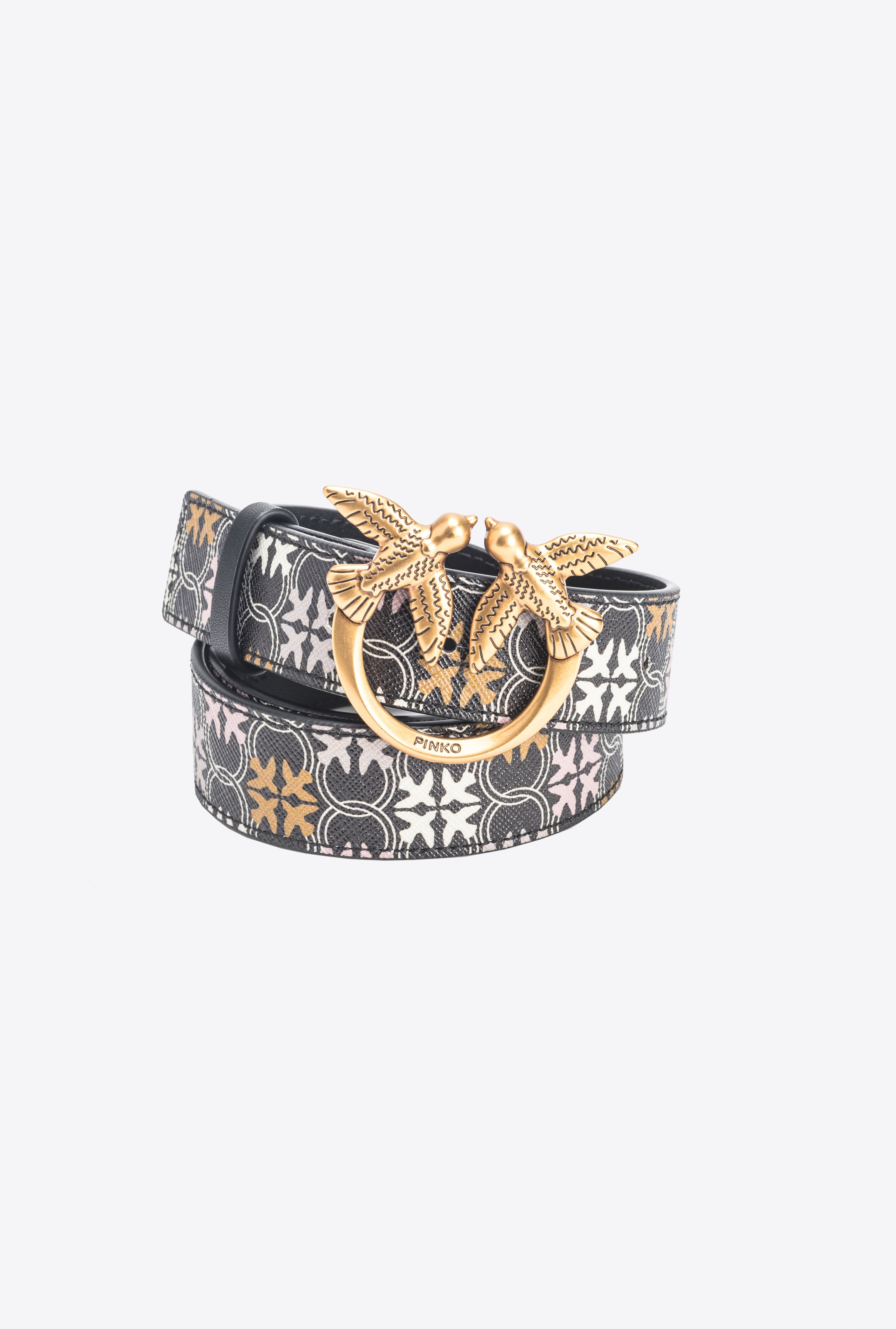 3CM LOGO-PRINT BELT WITH LOVE BIRDS BUCKLE - 5