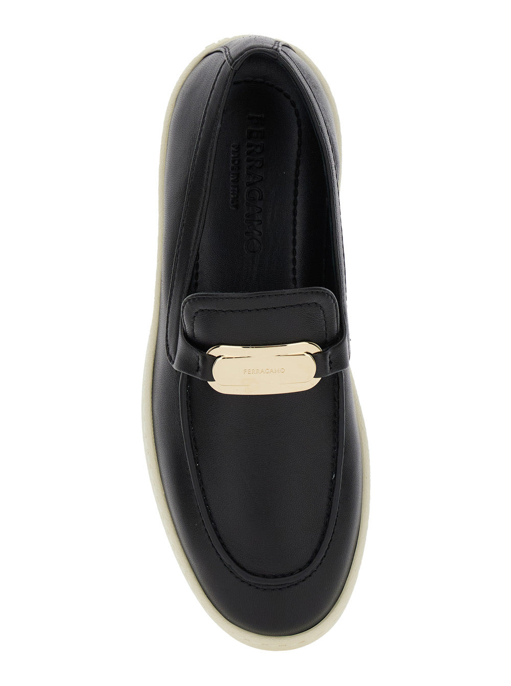 Ferragamo Women 'Crio' Black Loafers With Logo Plaque In Leather Woman - 4