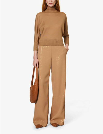 Max Mara Stelvio sequin-embellished mid-rise wide-leg woven trousers outlook