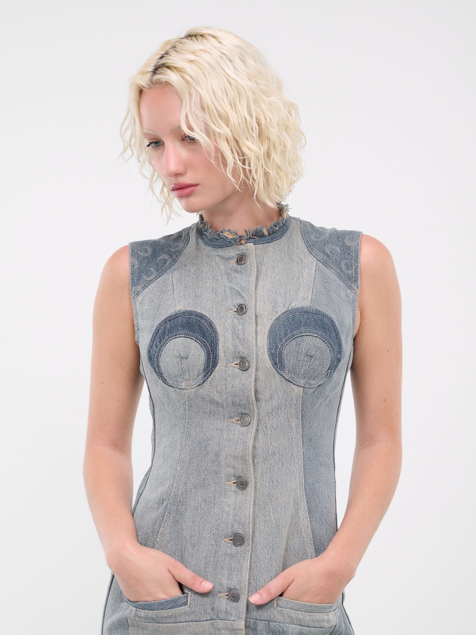 Regenerated Denim Evening Dress - 4