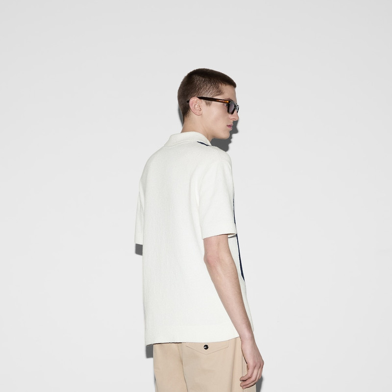 Cotton blend terry knit polo shirt 4