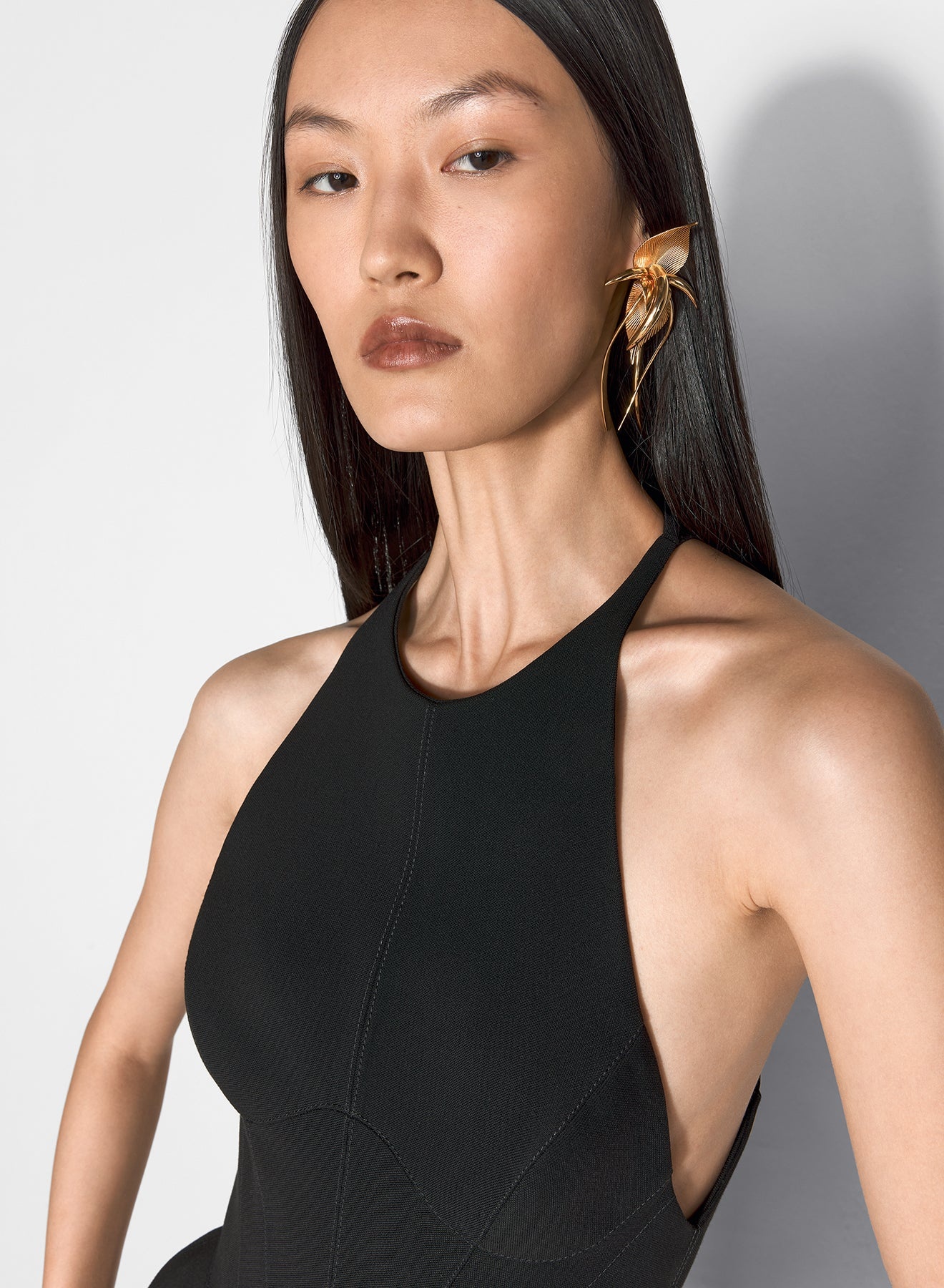 black tailored halter top - 3