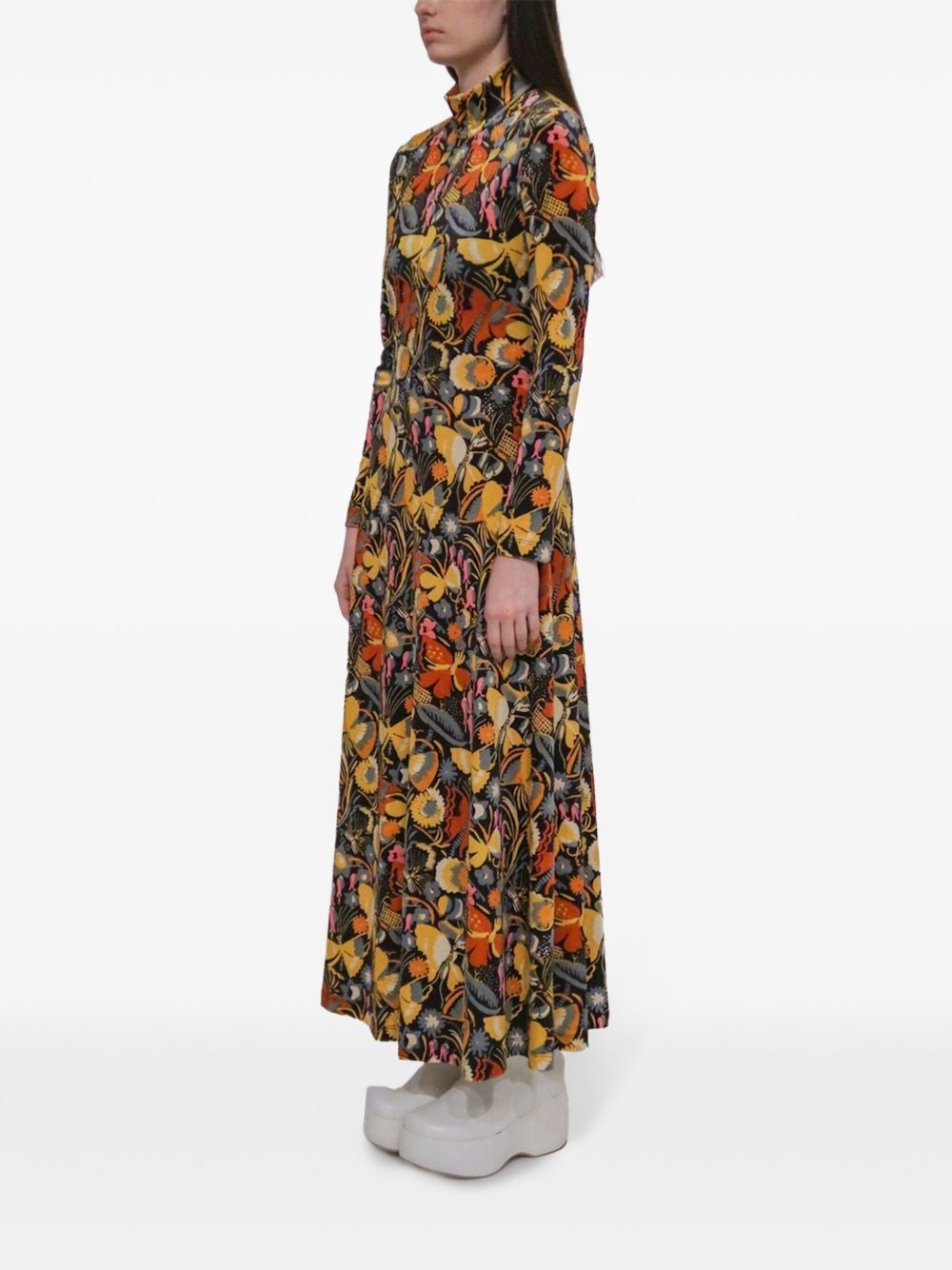 mock-neck velvet dress - 4
