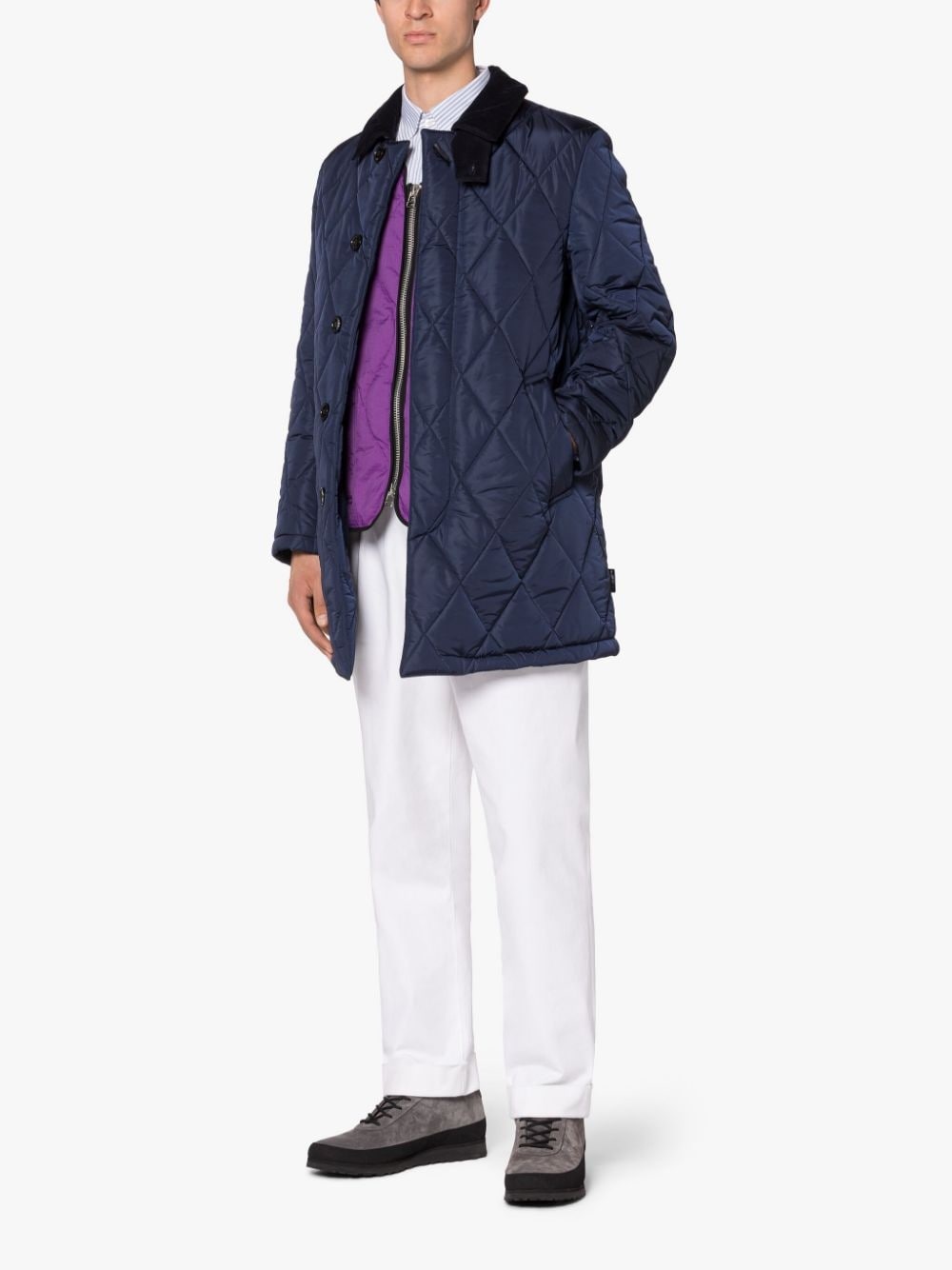 ANGLIA NAVY NYLON QUITLED COAT - 4