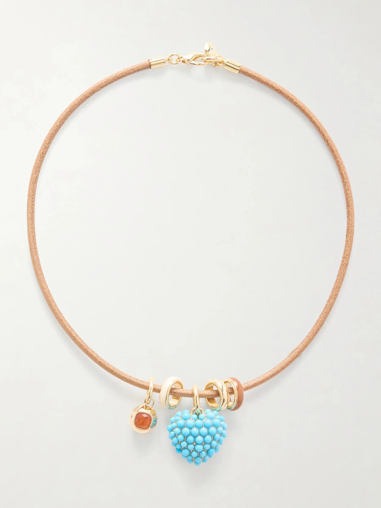 The Leather Stone Slider Gold-tone, Turquois, Enamel And Leather Necklace - 1