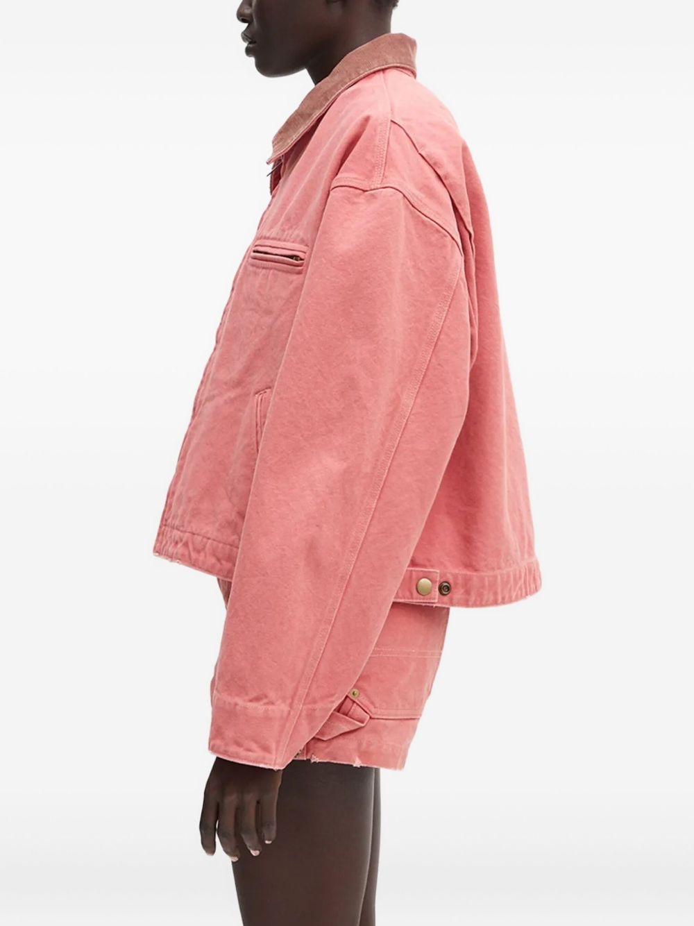 corduroy-collar zip-up jacket - 2