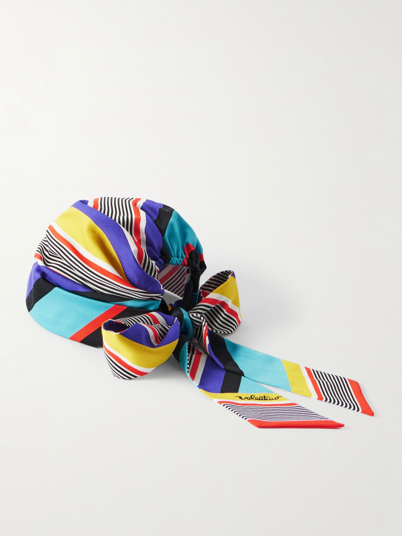 Escape striped silk and cotton-blend headband Purple - 3