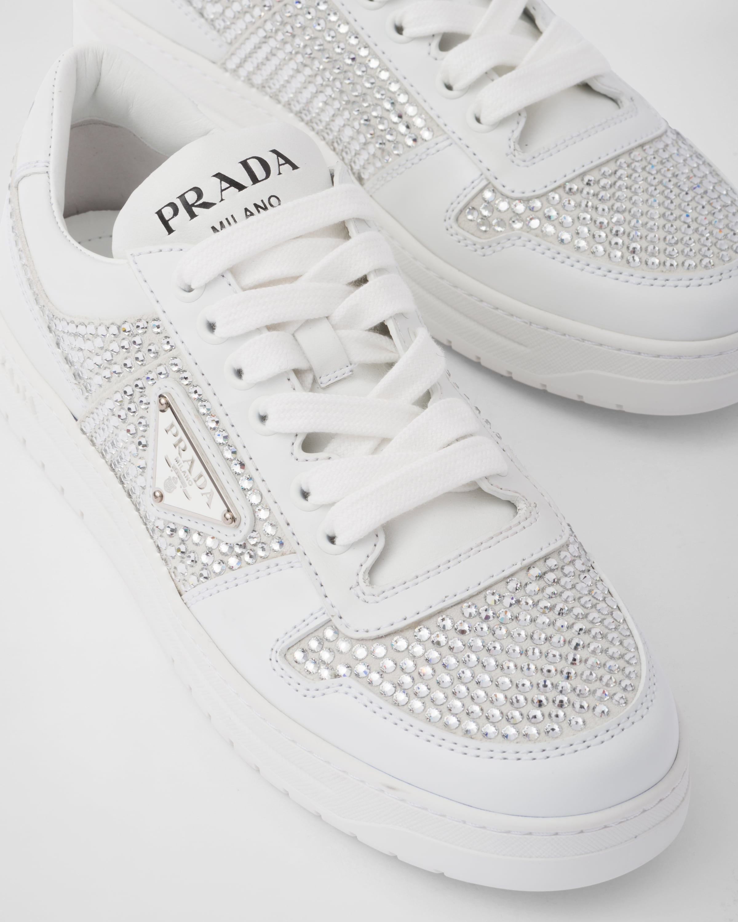 Prada＊Leather sneakers with crystals レザースニーカー＊送込 Prada Leather sneakers with crystals | REVERSIBLE