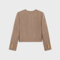 ◆CELINE◆ CHELSEA BLOUSON JACKET IN GAUFFERED DOUBLE WOOL CELINE Chelsea jacket in double houndstooth wool | REVERSIBLE