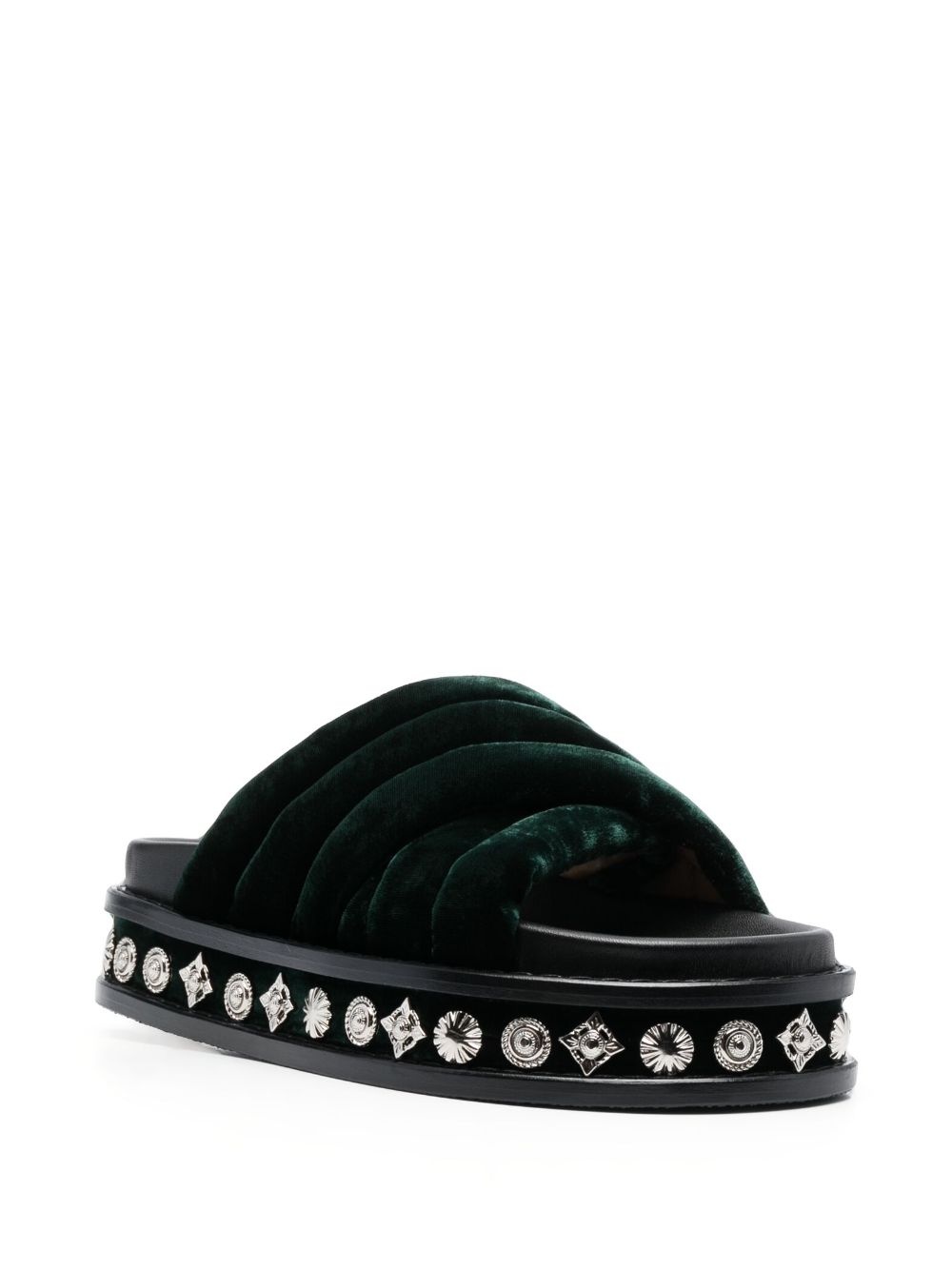 studded 50mm velvet slides - 2
