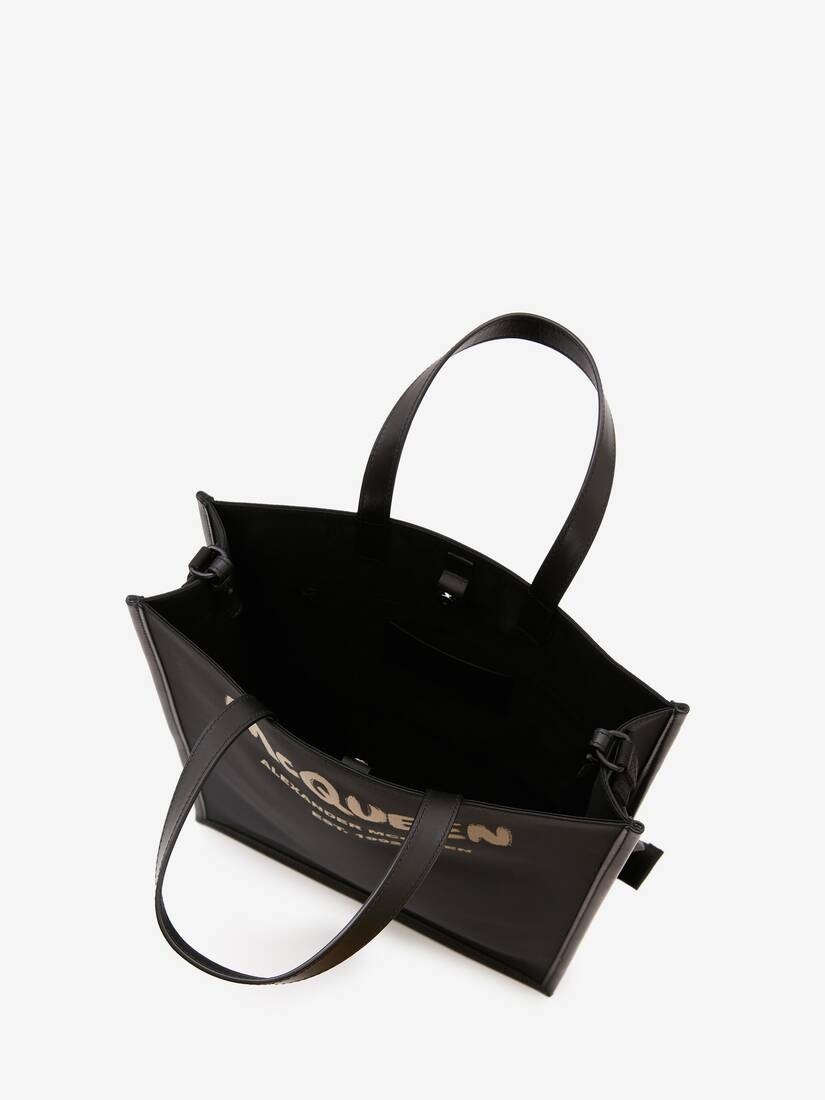 Mcqueen Graffiti Edge Tote in Black/off White - 4