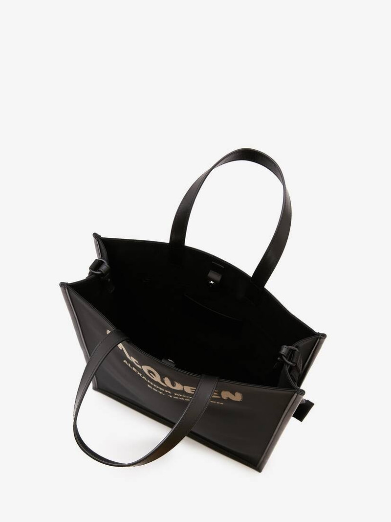 Mcqueen Graffiti Edge Tote in Black/off White 4