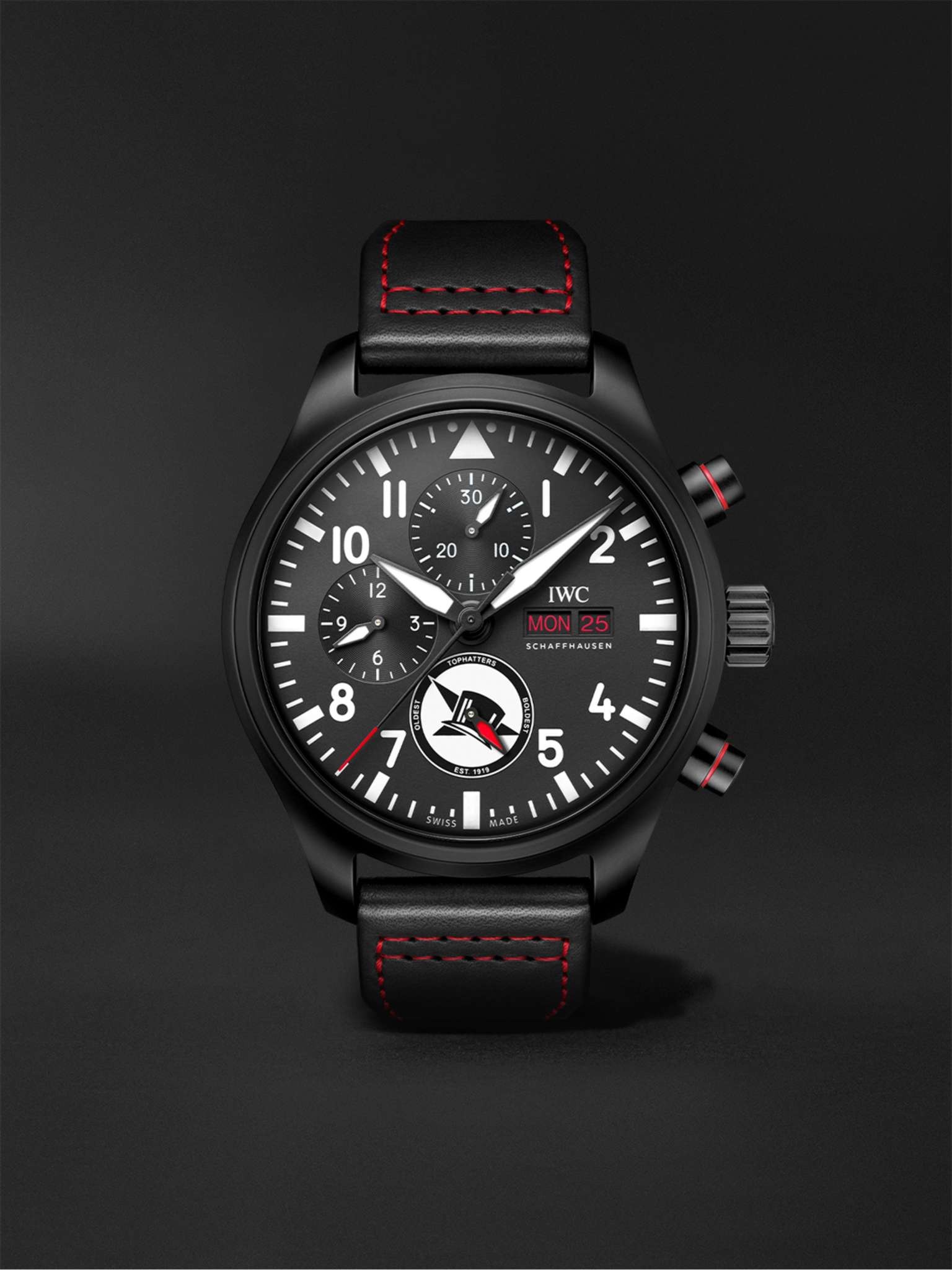 Pilot's Tophatter Automatic Chronograph 44.5mm Ceramic and Leather Watch, Ref. No. IW389108 - 1