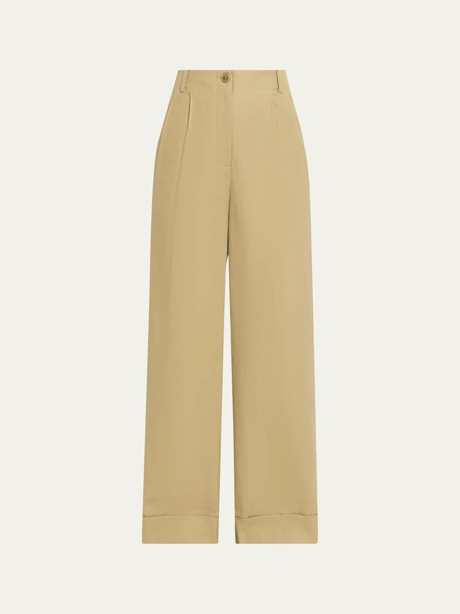 Delilah Wide-Leg Twill Pants - 1