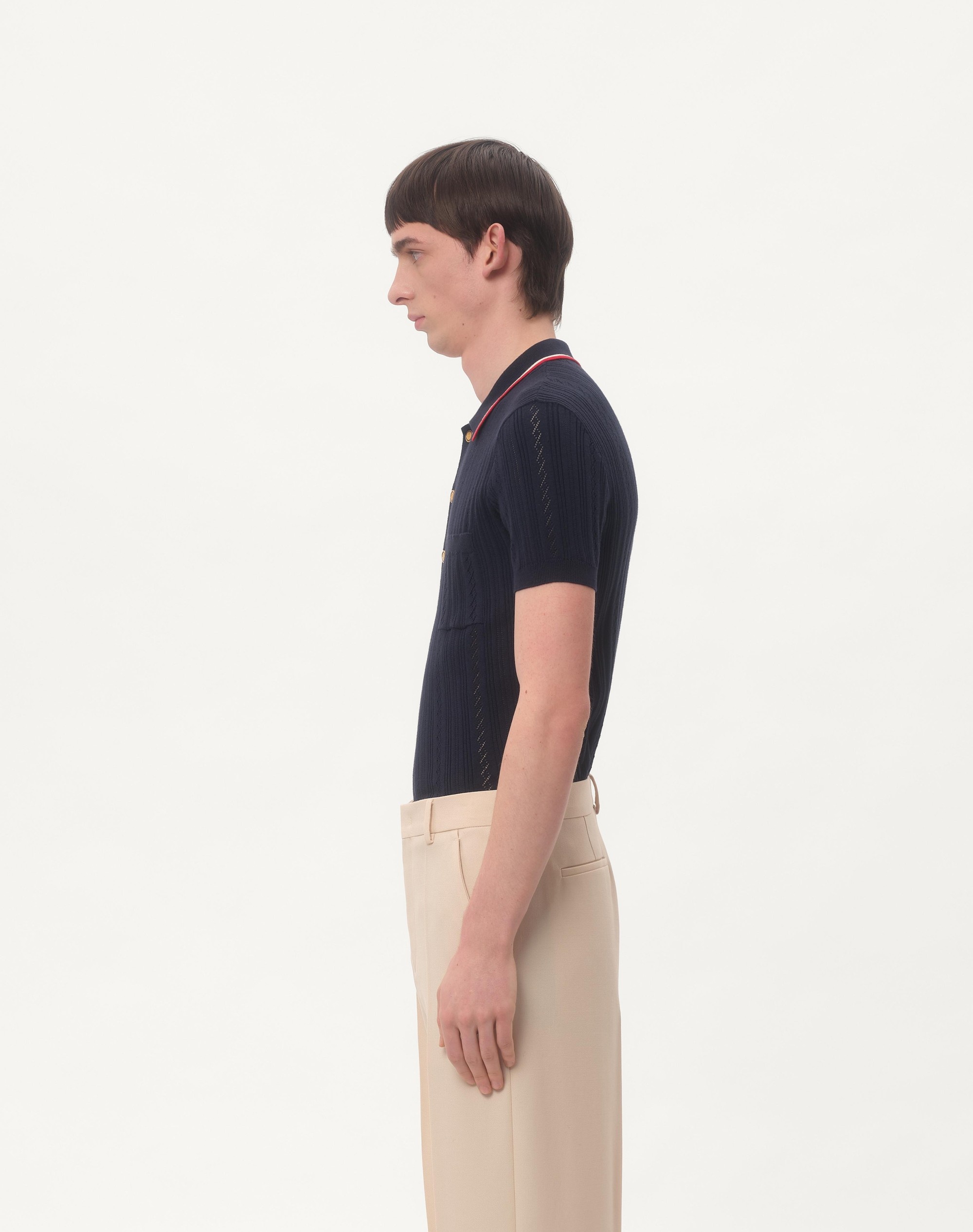 VALENTINO RIBBED COTTON POLO SHIRT WITH EMBOSSED DETAIL - 7