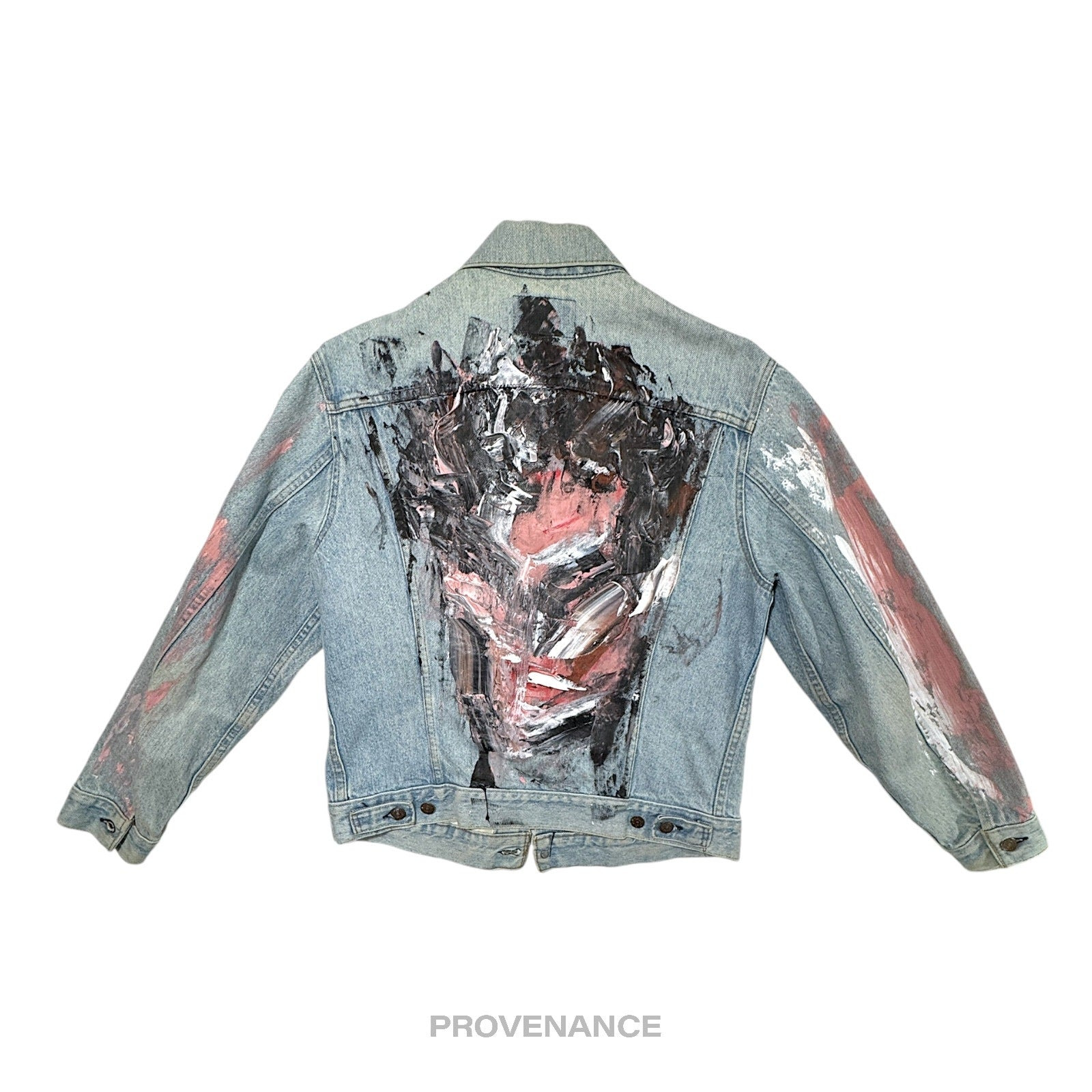 LEVIS Denim Jacket - Vintage Blue Hand-Painted Patch 40 M - 2