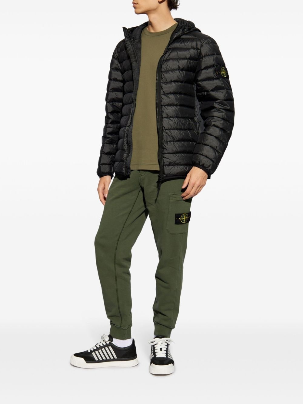 Compass-logo hooded down jacket - 2