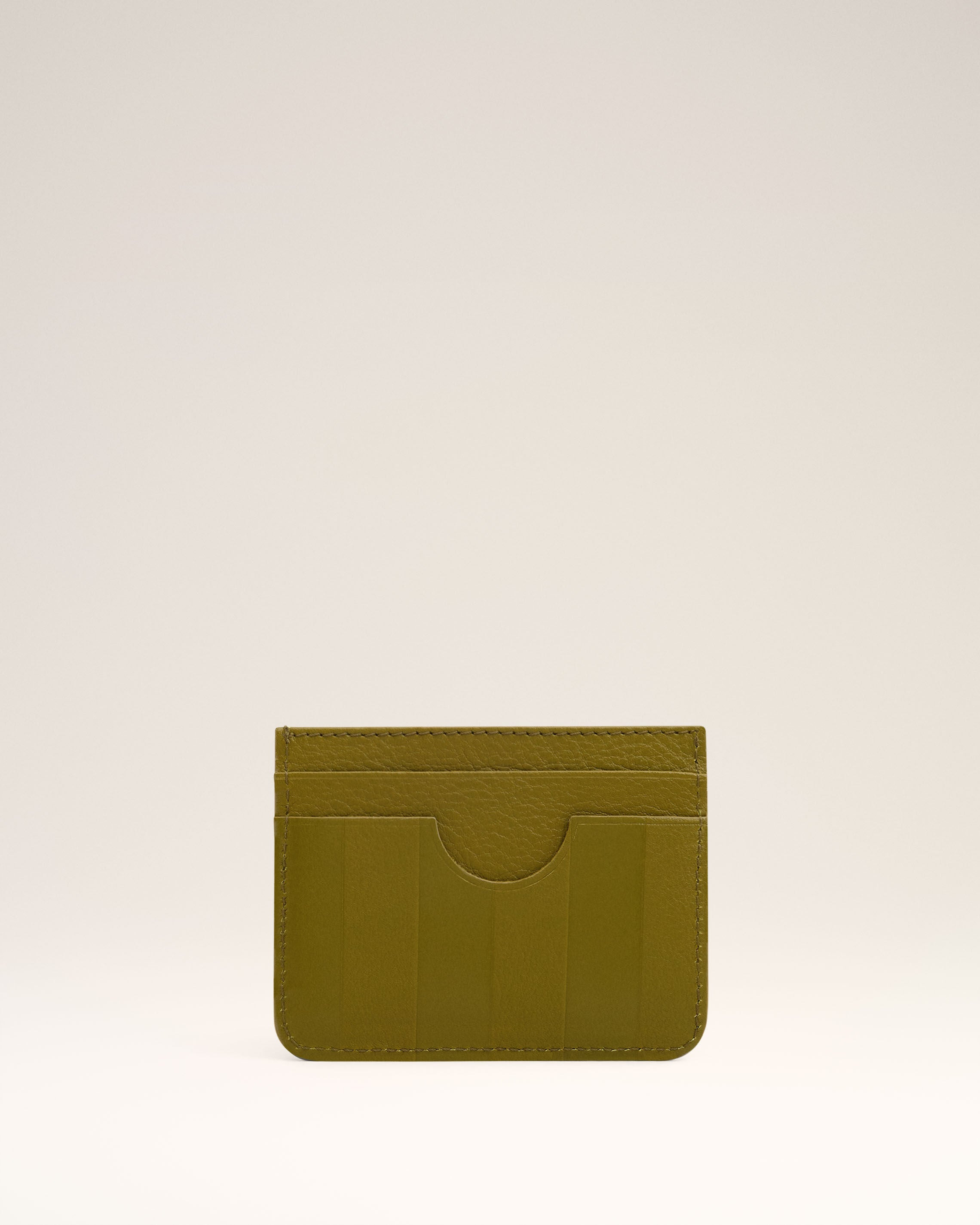 KHAKI LEATHER MIDI CARD HOLDER - 2