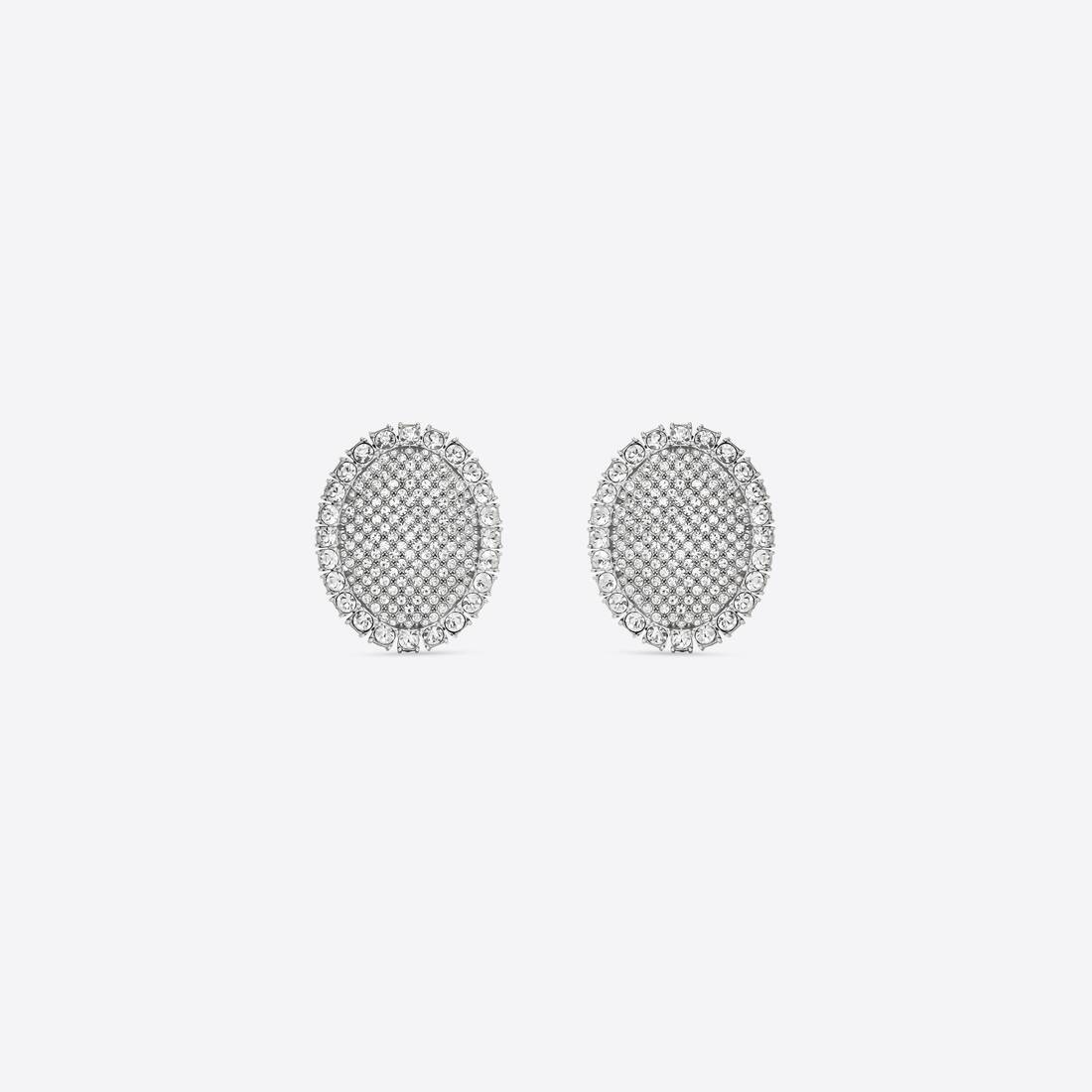 Women's Spark Oval Earrings in Silver - 1