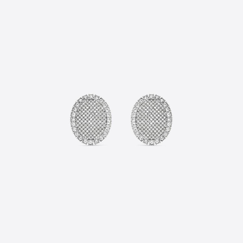 Women's Spark Oval Earrings in Silver 1