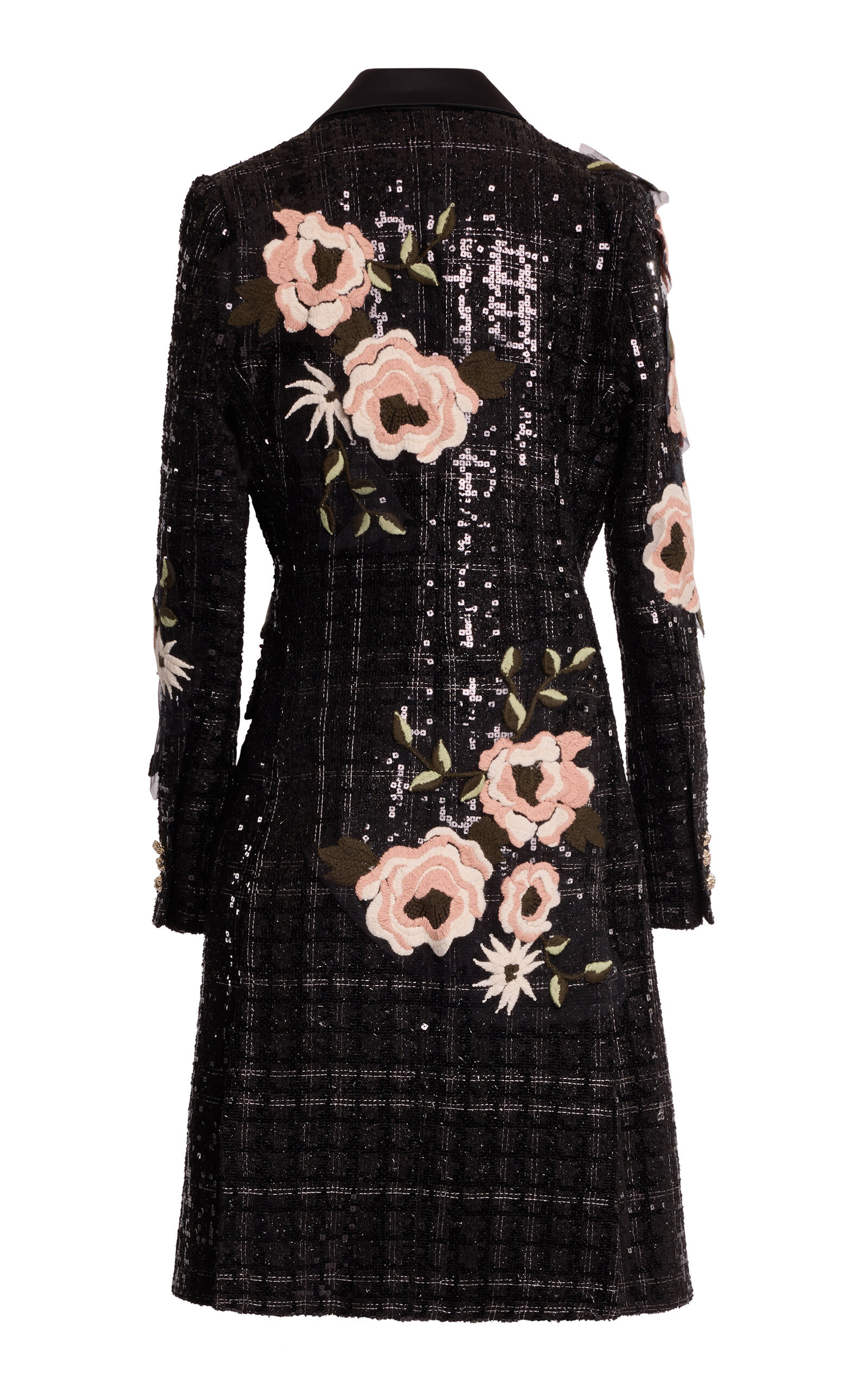 Tweed Floral Embroidered Coat black - 3