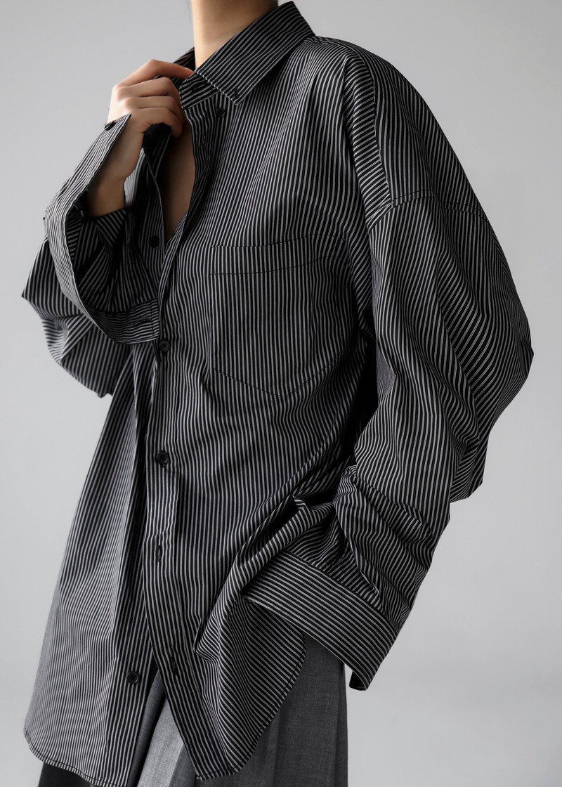 Lioris Oversized Shirt - Black/White Stripe 7