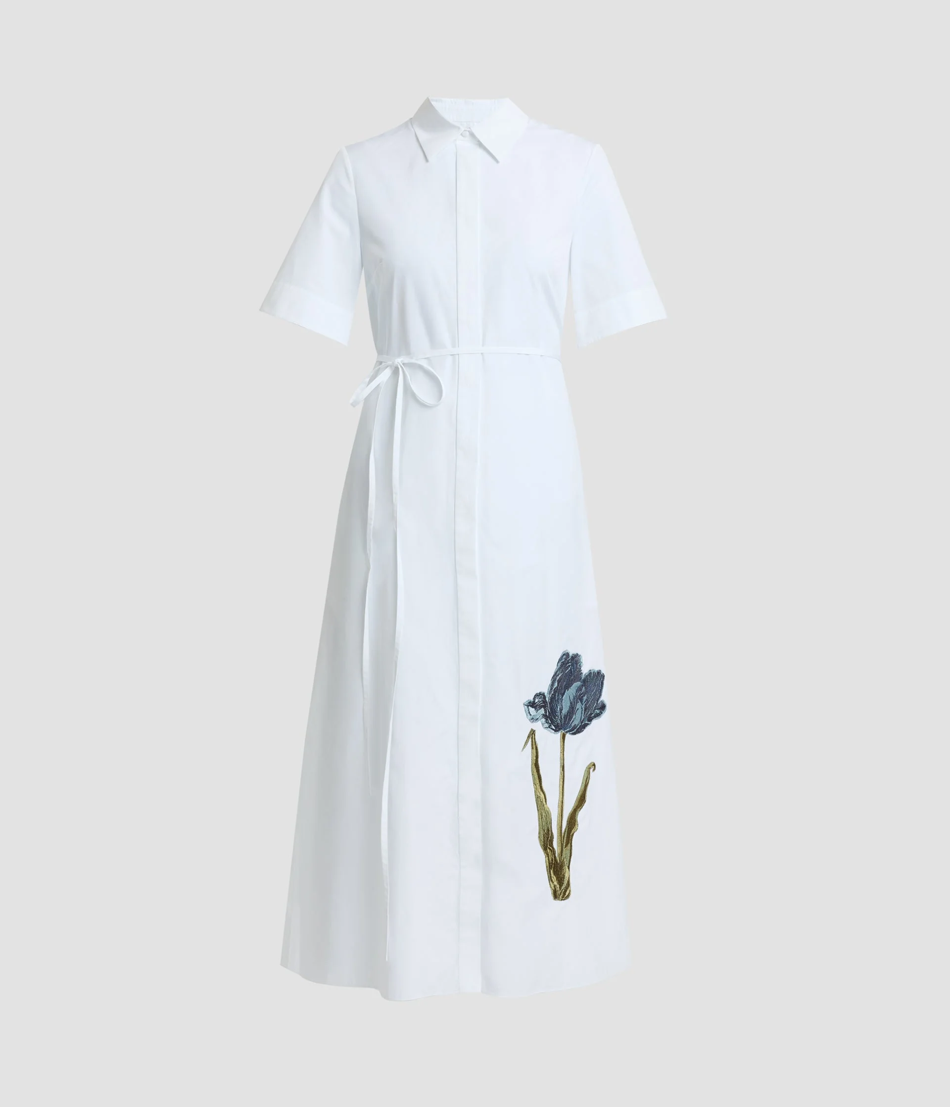 FLORAL PRINT SHORT SLEEVE SHIRT DRESS - 1