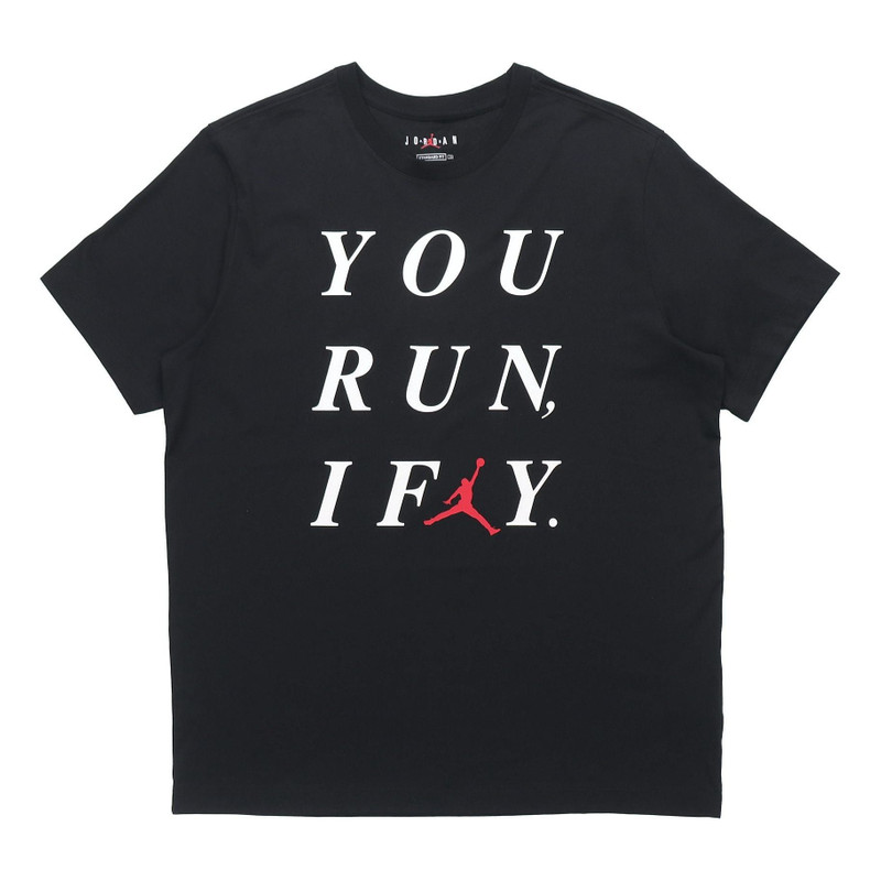 Air Jordan I Fly Slogan Printing Casual Sports Short Sleeve Black CZ2956-010 - 1