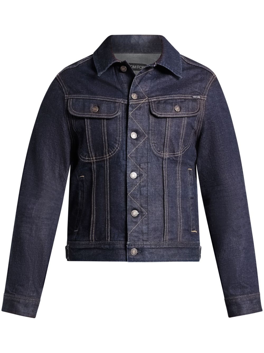 contrast-stitching denim jacket - 1
