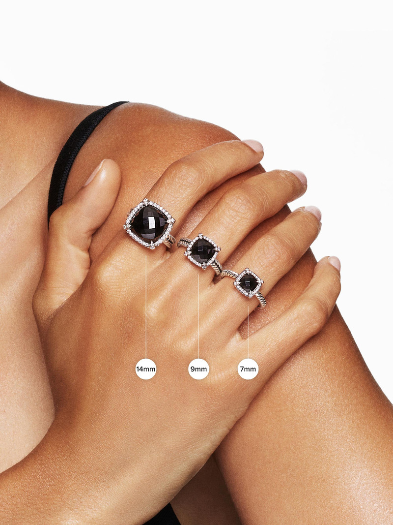 Women's Petite Chatelaine Pavé Bezel Ring with Diamonds - Garnet 3